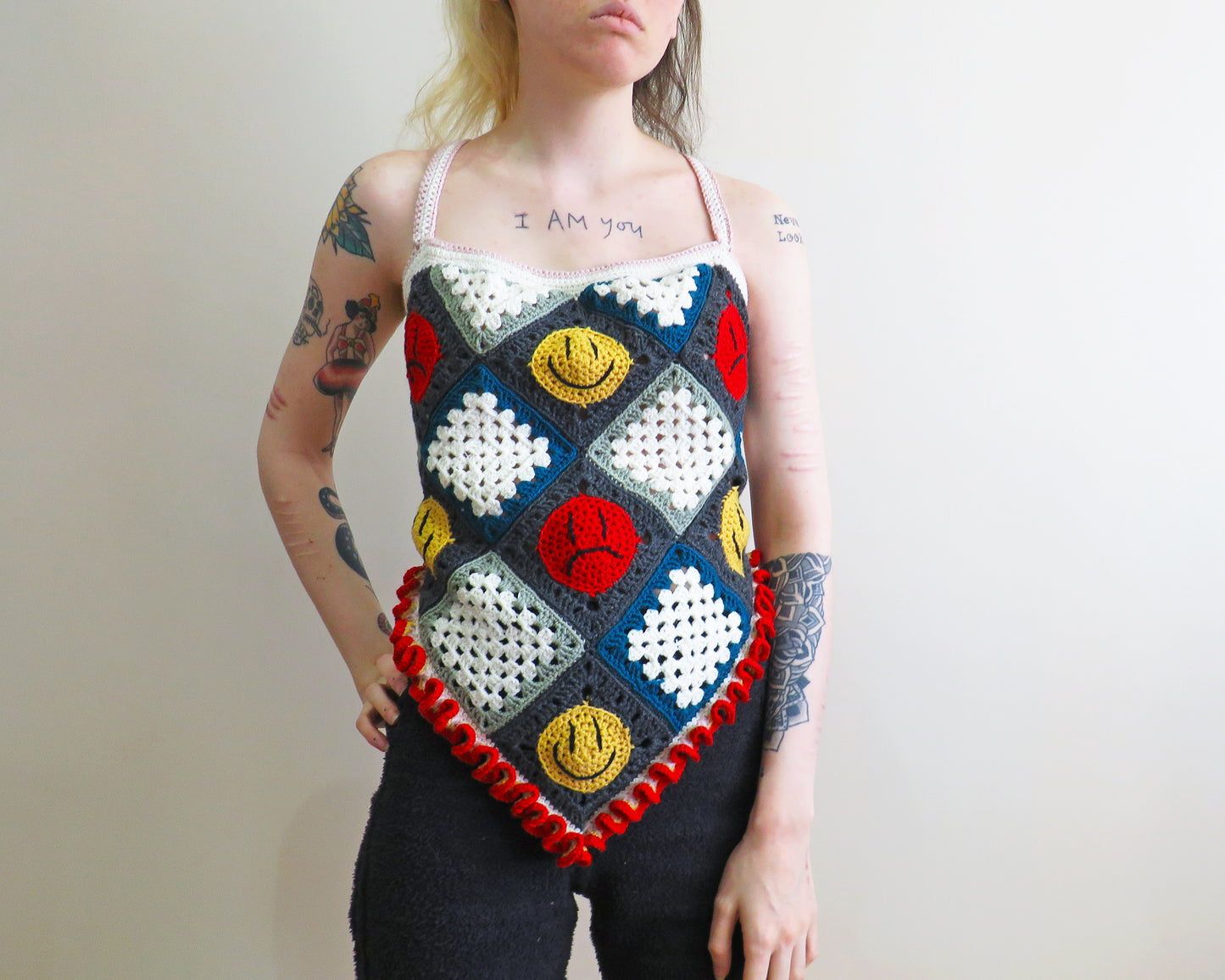 'Sad//Happy' Top ☆ Crochet Tie Back