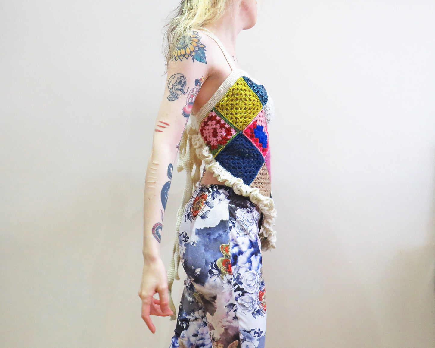 'Glitch' Handkerchief Top ☆ Scrap Yarn Crochet tie back