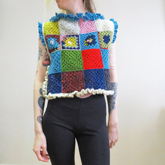 'Glitch' Vest #1 ☆ Scrap Yarn Crochet top
