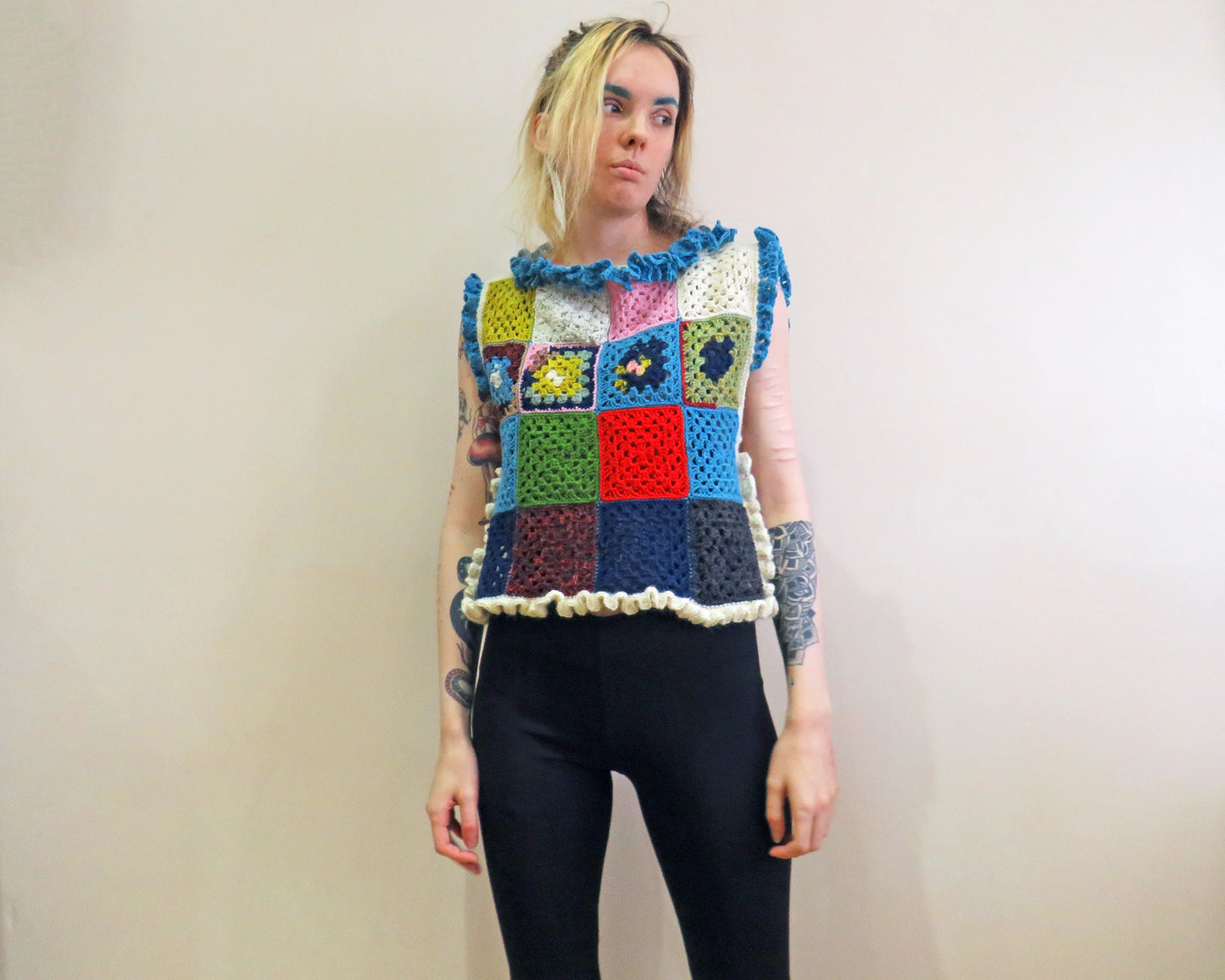 'Glitch' Vest #1 ☆ Scrap Yarn Crochet top