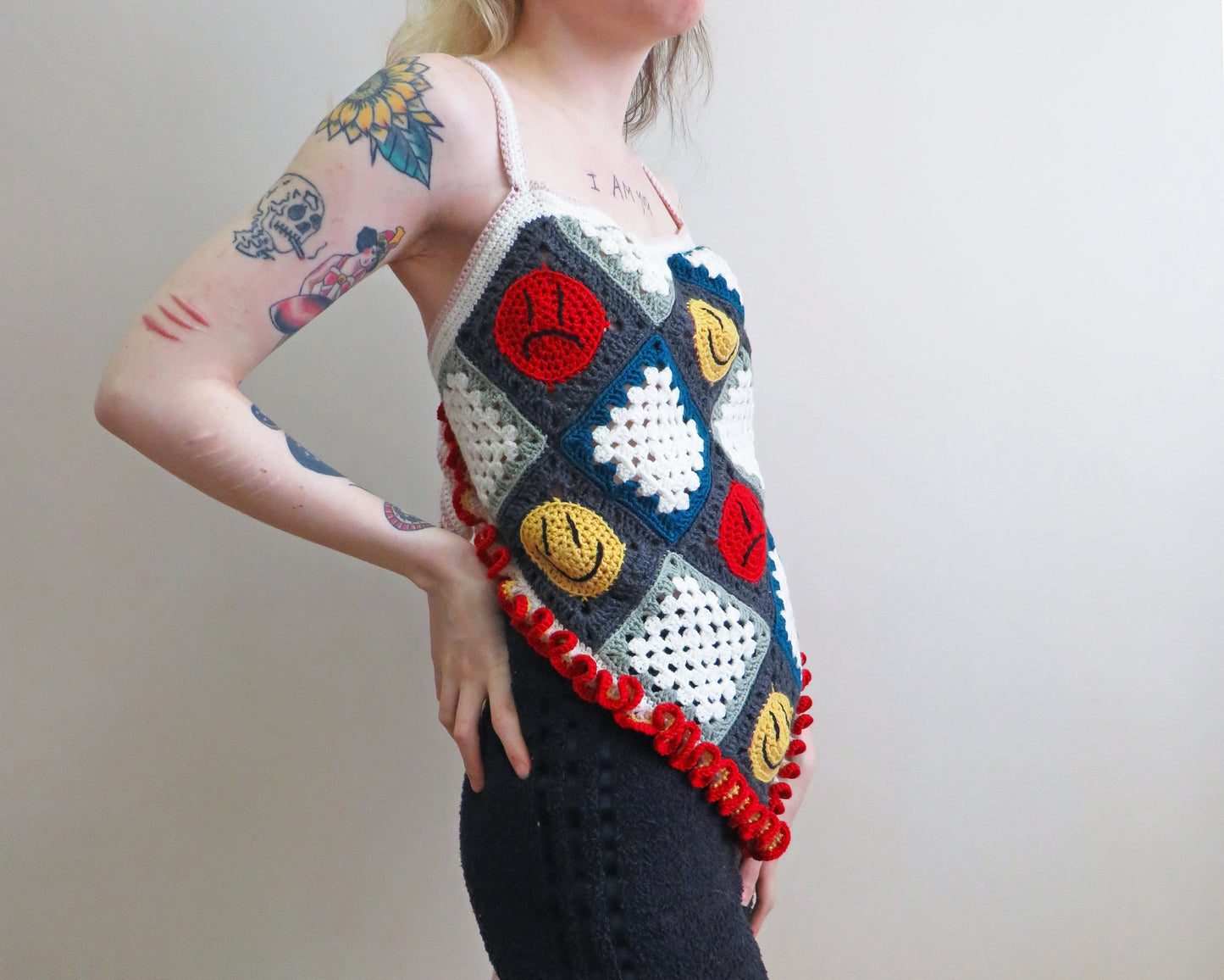 'Sad//Happy' Top ☆ Crochet Tie Back