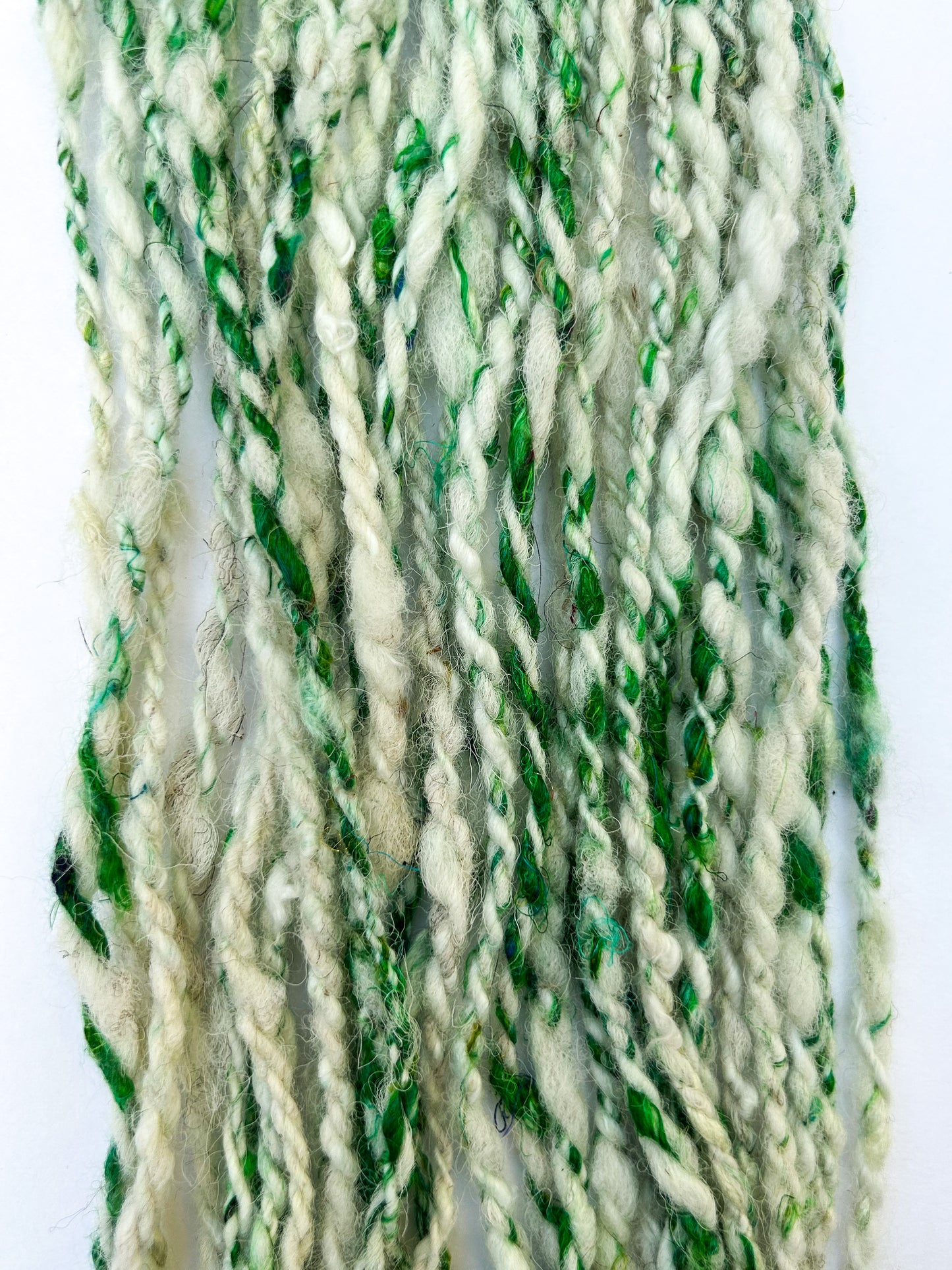 Handspun Uzumaki "Scappy" Skein ☆ 95g 2 ply Shetland Wool, Baby Alpaca, Sari and Tussah Silk Yarn