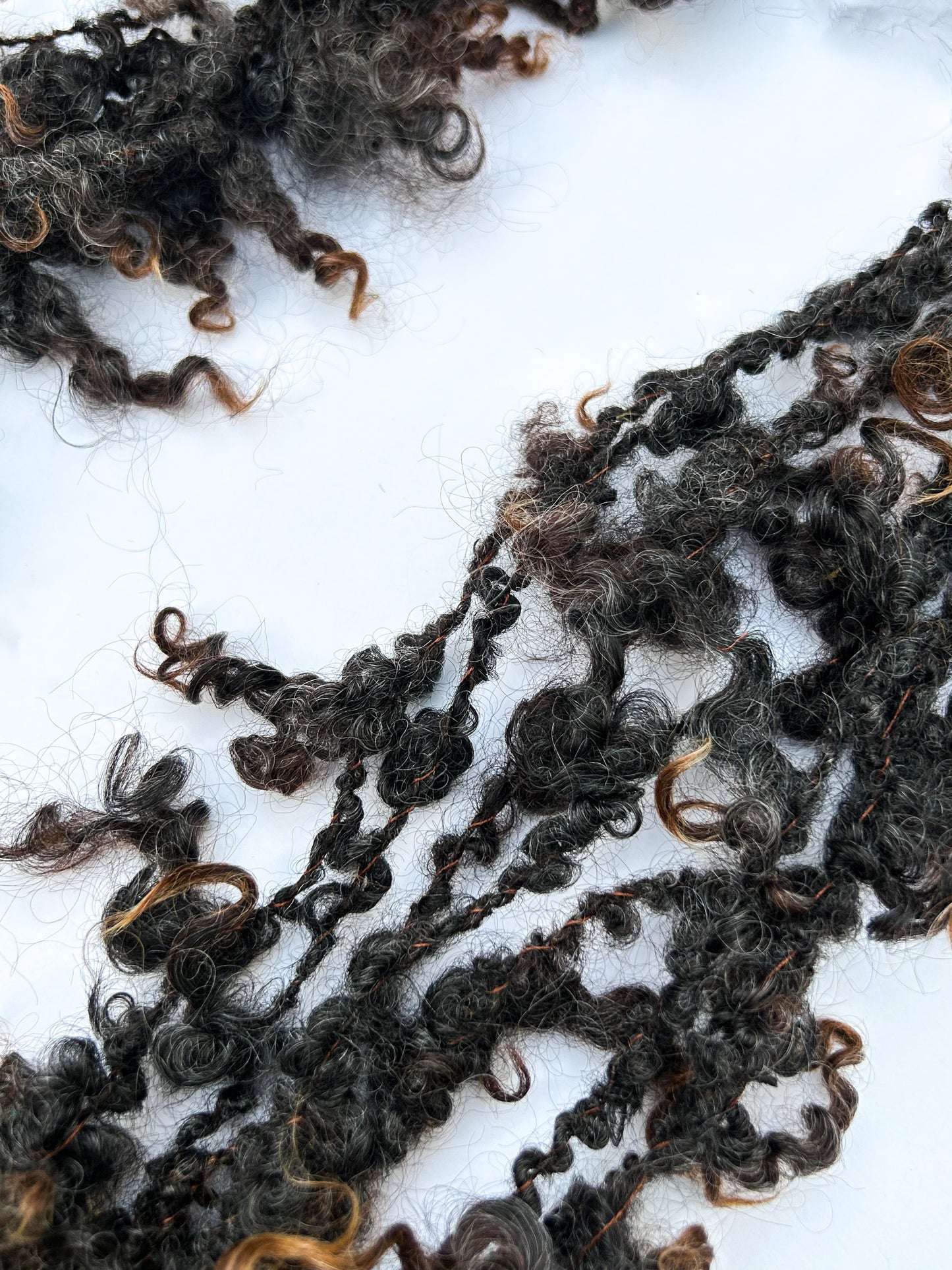 Handspun Premium Wensleydale Lock Spun Bouclé 3 ply Skein ☆ 65g Wensleydale Locks, Shetland Wool and Italian Silk 3Ply Yarn