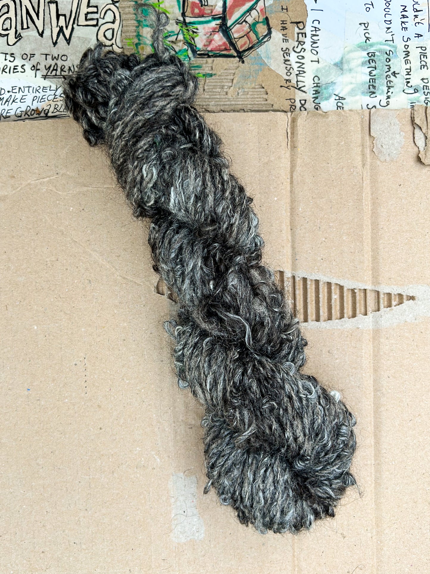 Handspun Loose Baby Chunky Chain Plied Alpaca and Silk Bouclé Skein ☆ 65g 3ply Alpaca, Tussah Silk and Shetland Wool Yarn