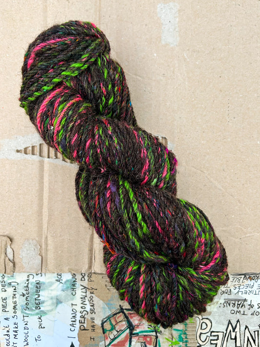 Handspun Navajo (chain) plied Silk, Shetland and Merino Skein ☆ 105g 3ply Yarn