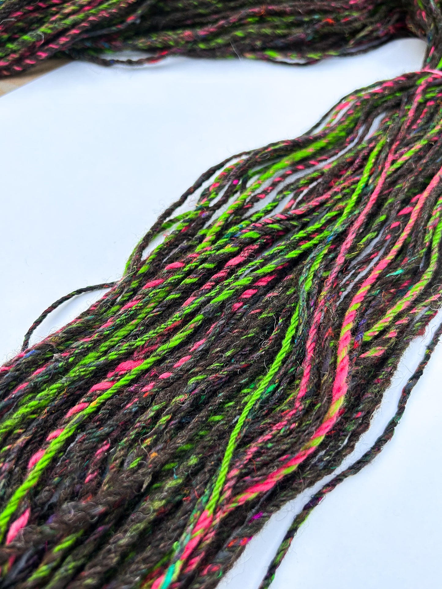 Handspun Navajo (chain) plied Silk, Shetland and Merino Skein ☆ 105g 3ply Yarn