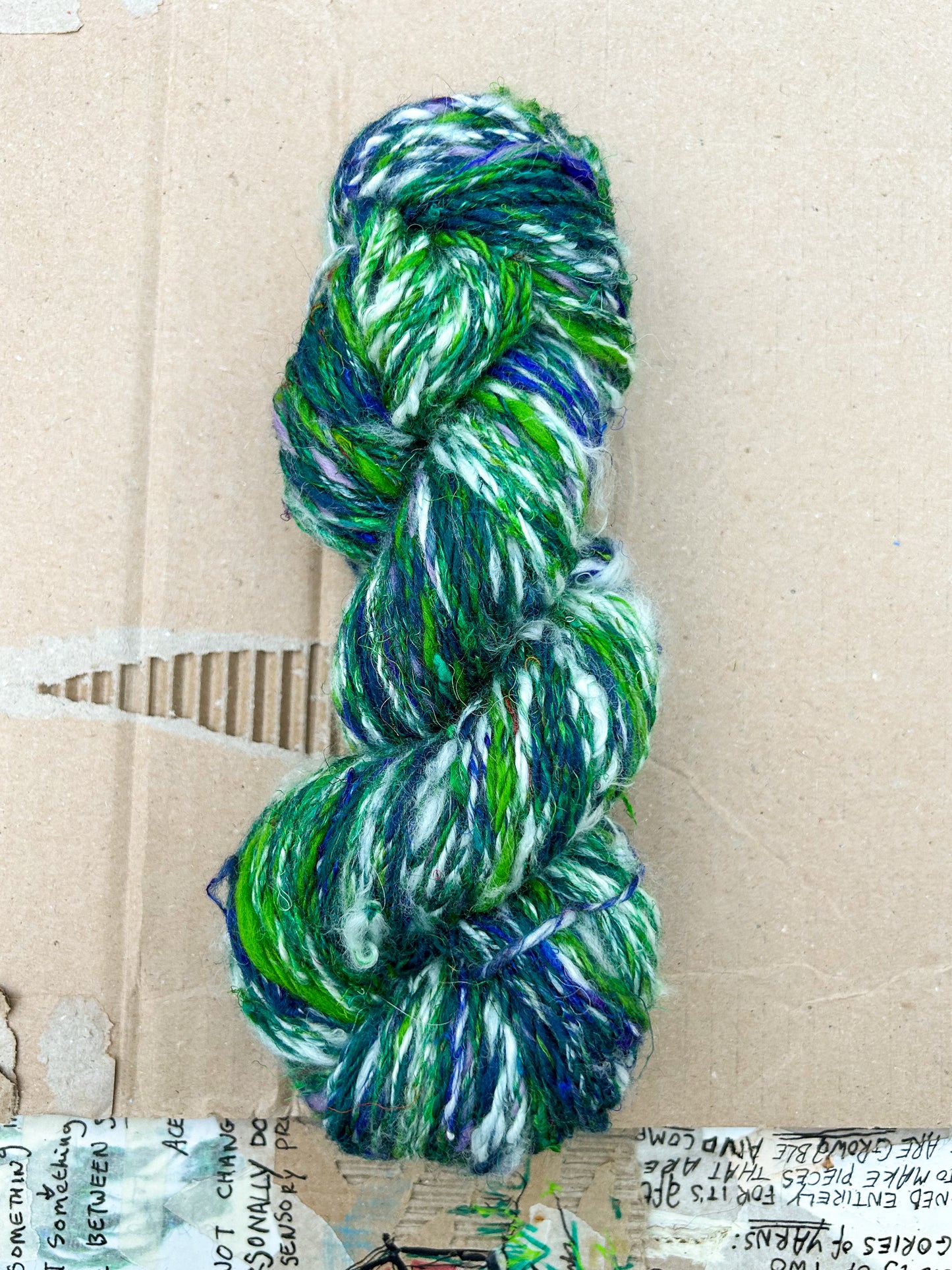 Handspun Navajo (chain) plied Silk, Baby Alpaca and Merino Skein ☆ 110g 3ply Yarn