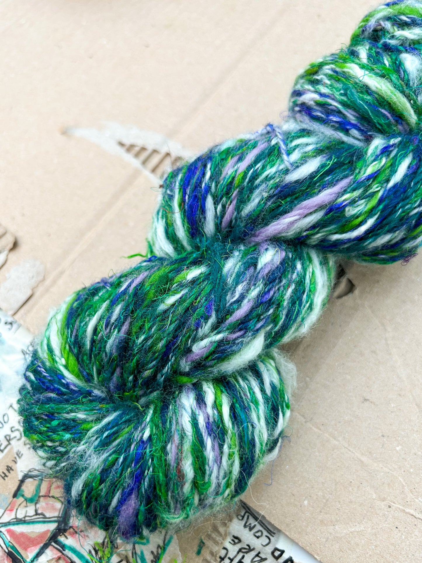 Handspun Navajo (chain) plied Silk, Baby Alpaca and Merino Skein ☆ 110g 3ply Yarn