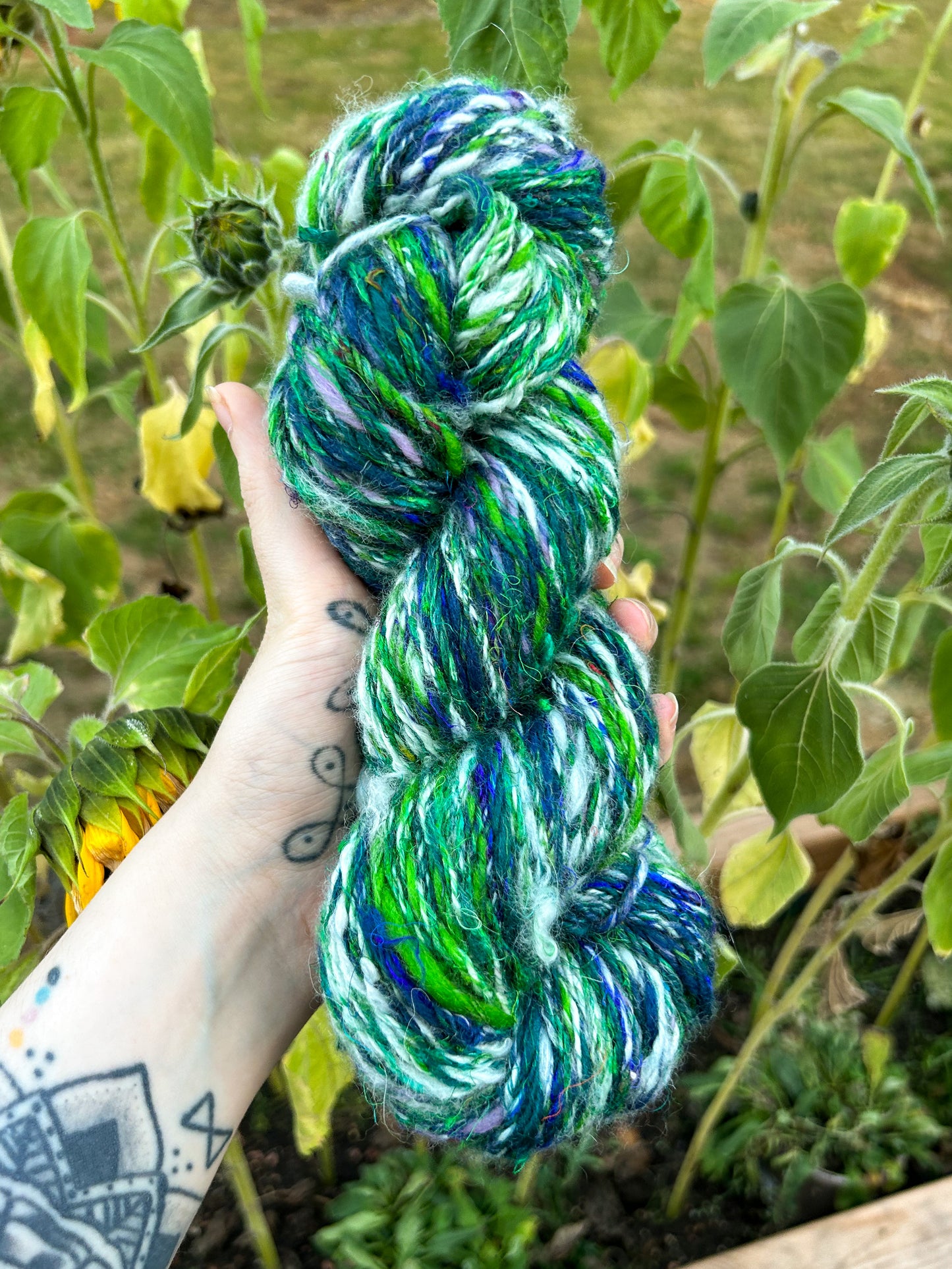 Handspun Navajo (chain) plied Silk, Baby Alpaca and Merino Skein ☆ 110g 3ply Yarn