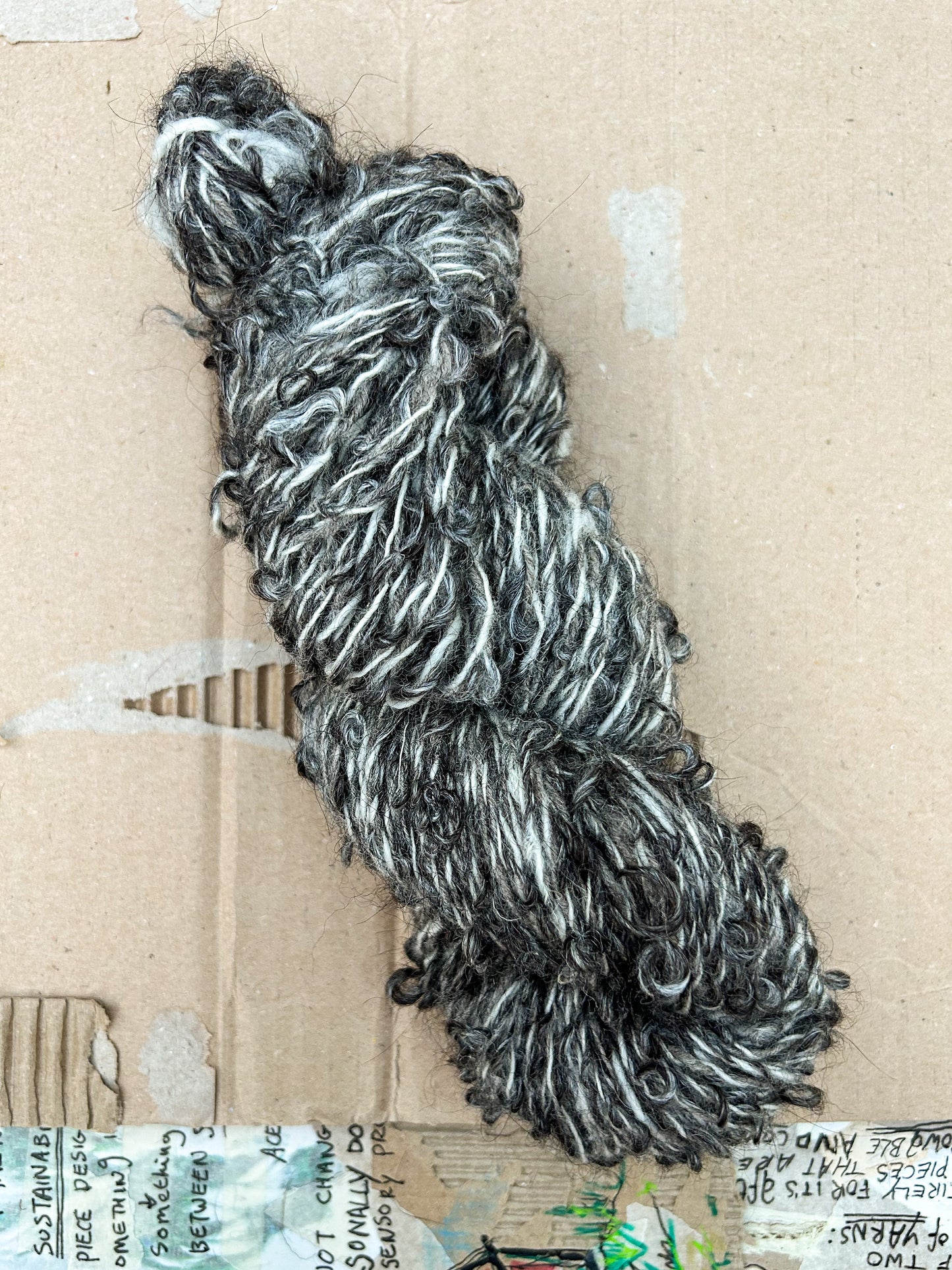 Handspun Loose Baby Alpaca and Silk Bouclé Skein ☆ 85g 3ply Alpaca, Tussah Silk, Shetland and Merino Wool Yarn