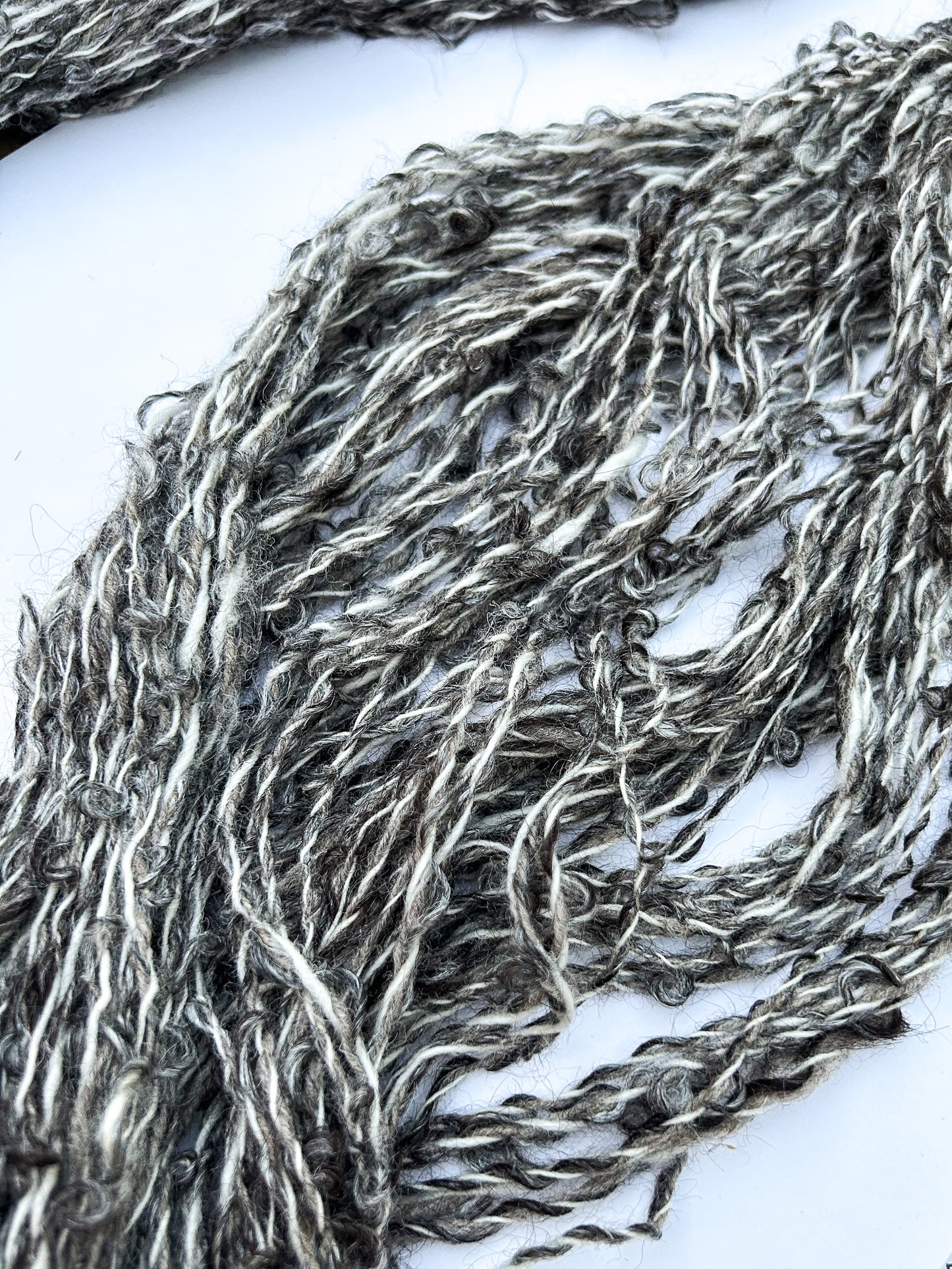 Handspun Loose Baby Alpaca and Silk Bouclé Skein ☆ 85g 3ply Alpaca, Tussah Silk, Shetland and Merino Wool Yarn