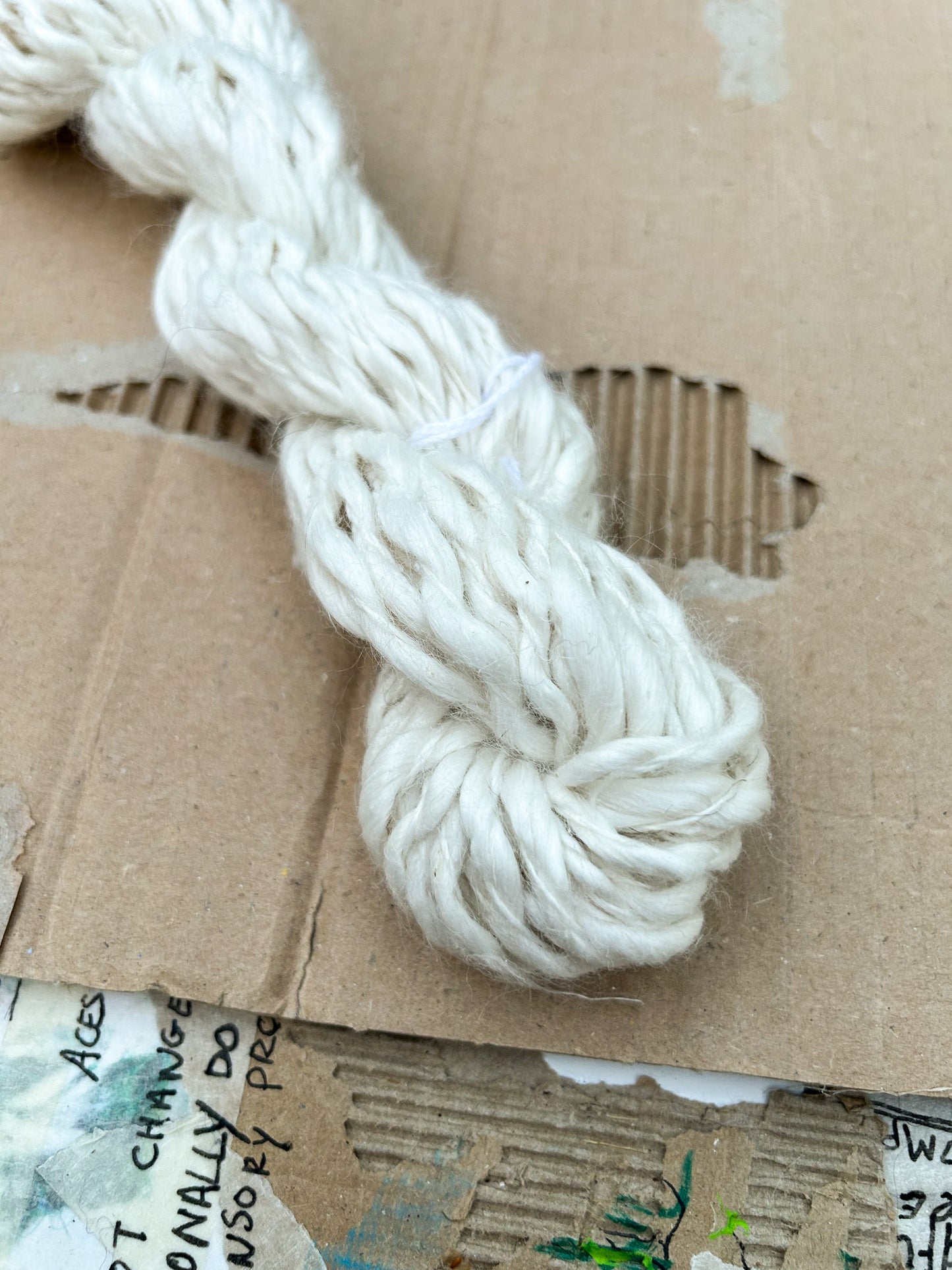 Handspun Crepe 3ply Pineapple Fibre Skein ☆ 75g "squiggle" yarn