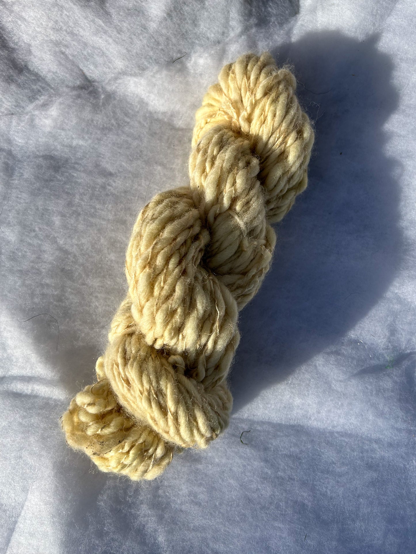 Handspun Light Yellow Birch Bark Dyed Baby Merino and Tussah Silk 2ply Skein ☆  78g Naturally Dyed wool and silk