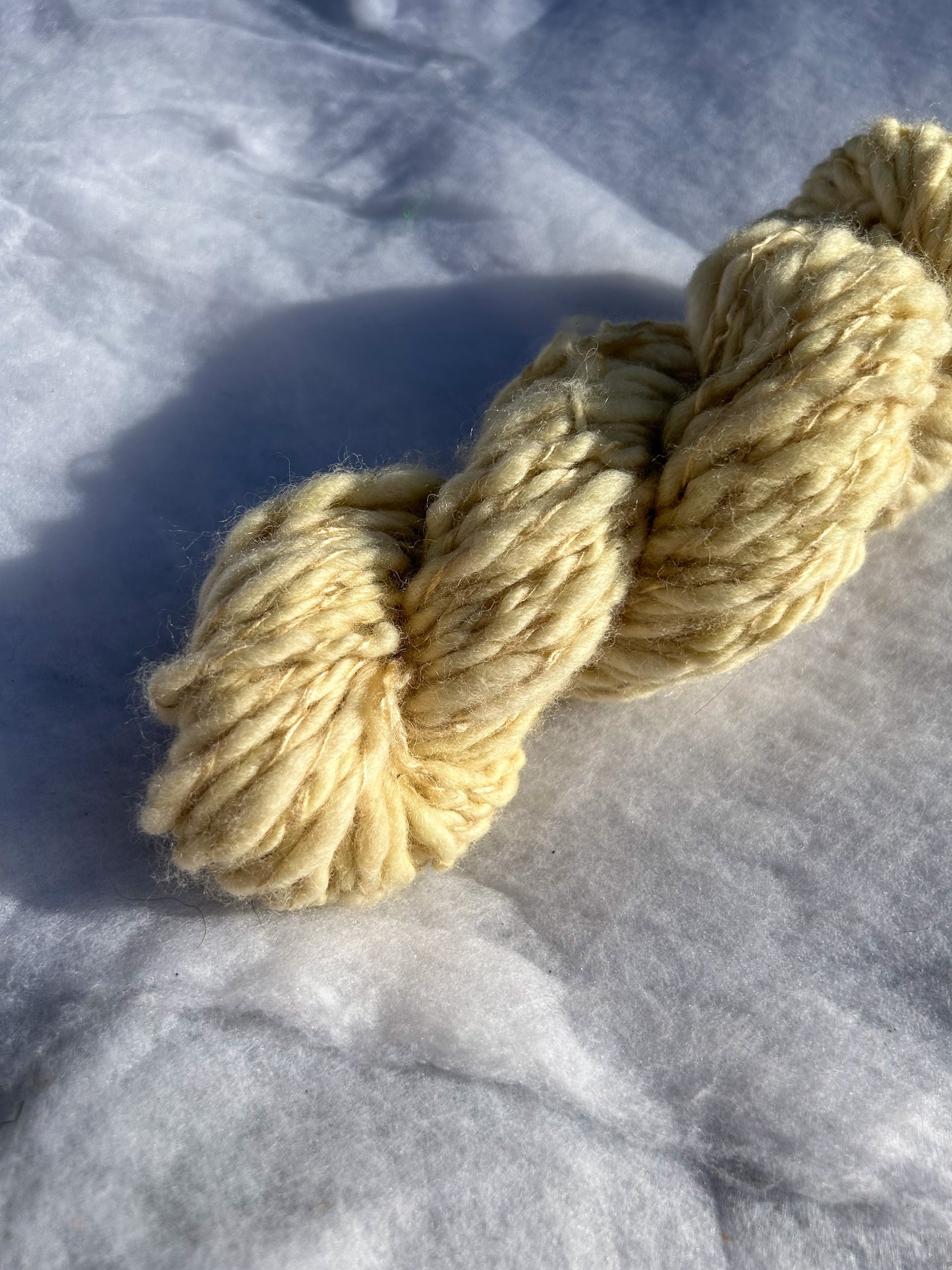 Handspun Light Yellow Birch Bark Dyed Baby Merino and Tussah Silk 2ply Skein ☆  78g Naturally Dyed wool and silk