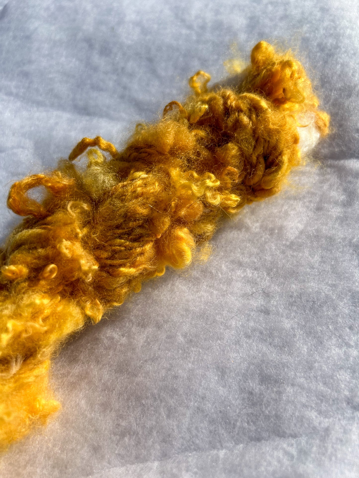 Handspun Annatto Orange Dyed Lock Spun Baby Alpaca 2ply Skein ☆  40g Naturally Dyed Alpaca Yarn