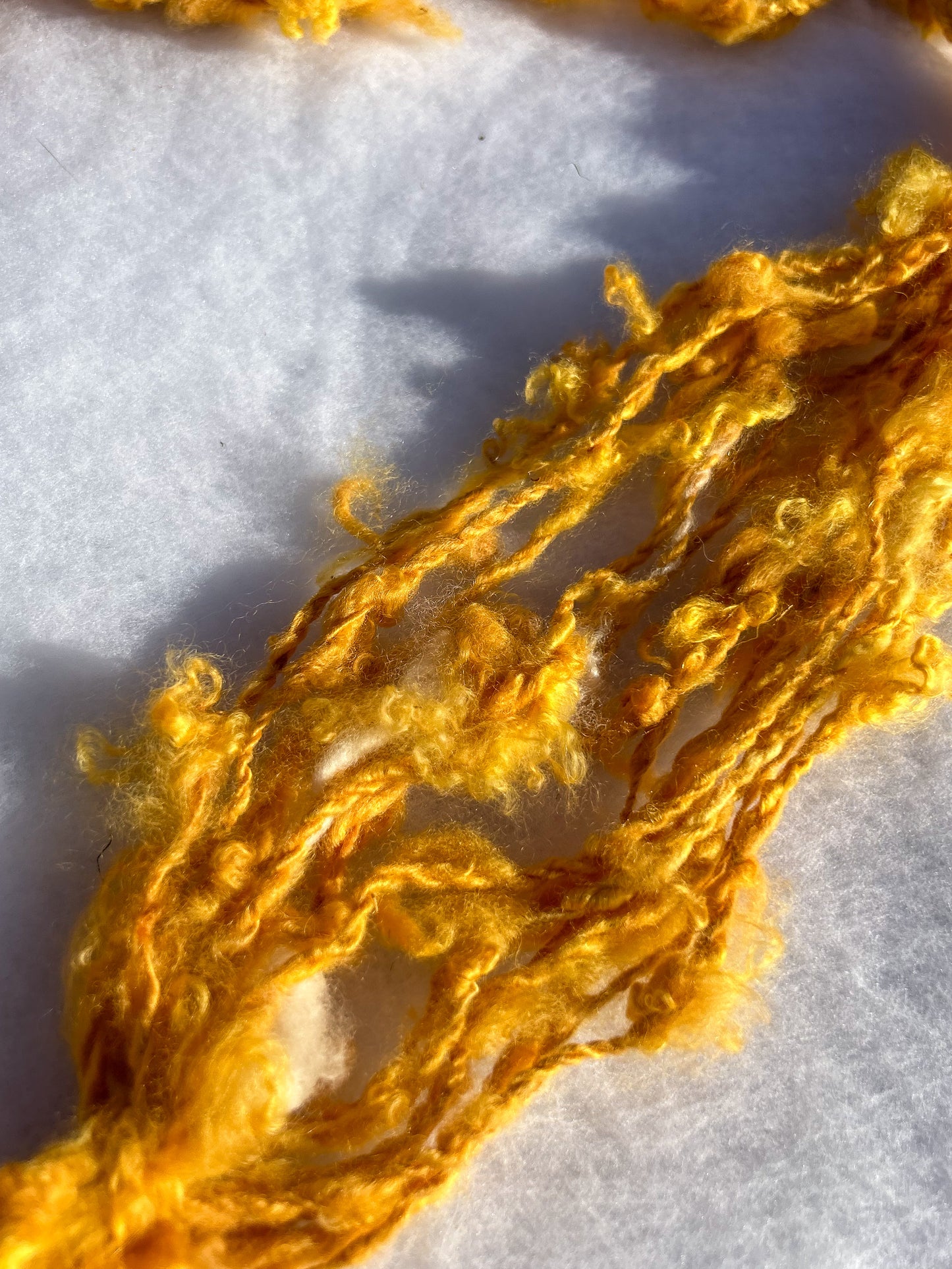 Handspun Annatto Orange Dyed Lock Spun Baby Alpaca 2ply Skein ☆  40g Naturally Dyed Alpaca Yarn
