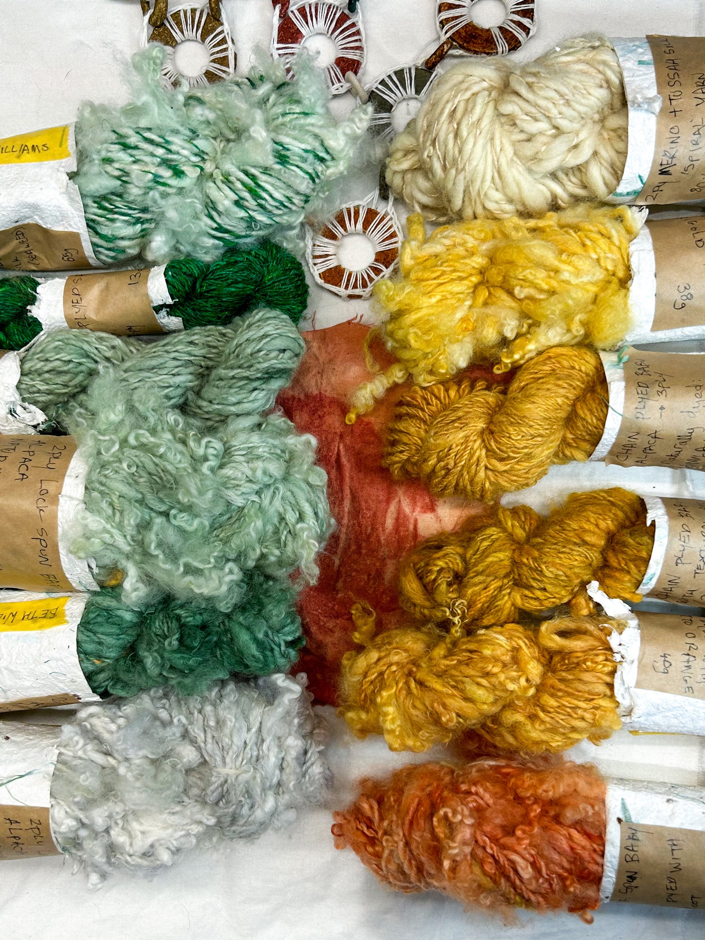 Handspun Light Yellow Birch Bark Dyed Baby Merino and Tussah Silk 2ply Skein ☆  78g Naturally Dyed wool and silk