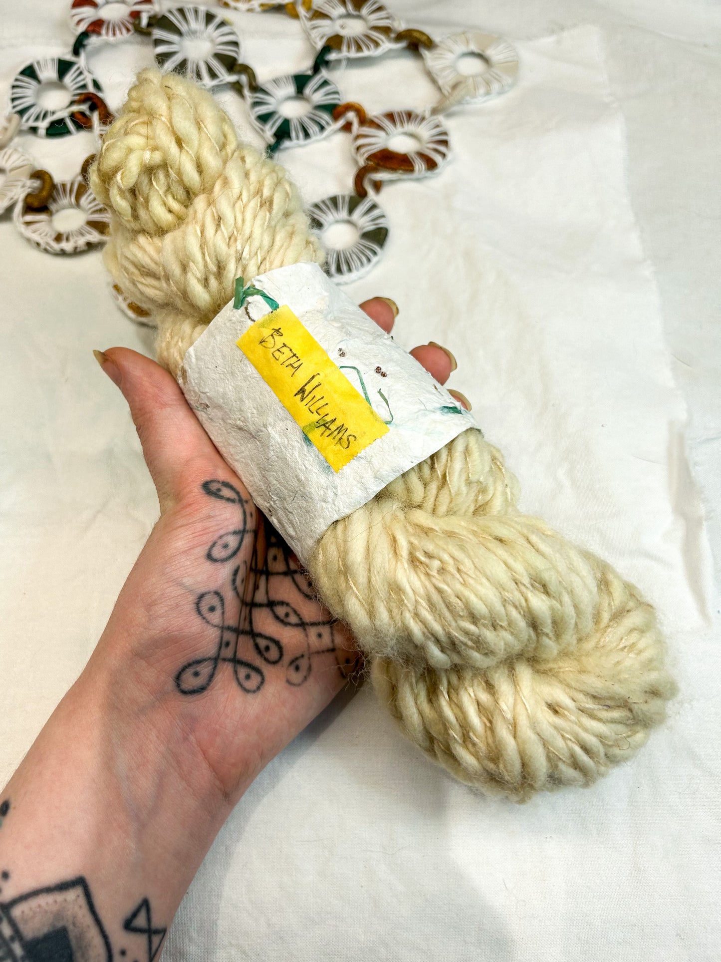 Handspun Light Yellow Birch Bark Dyed Baby Merino and Tussah Silk 2ply Skein ☆  78g Naturally Dyed wool and silk