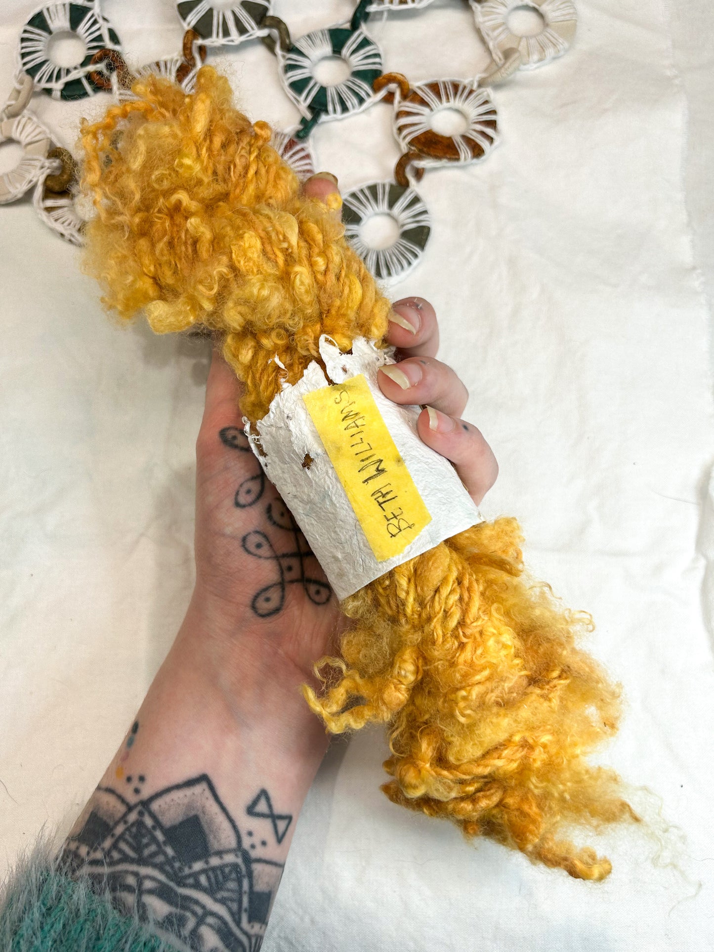 Handspun Annatto Orange Dyed Lock Spun Baby Alpaca 2ply Skein ☆  40g Naturally Dyed Alpaca Yarn