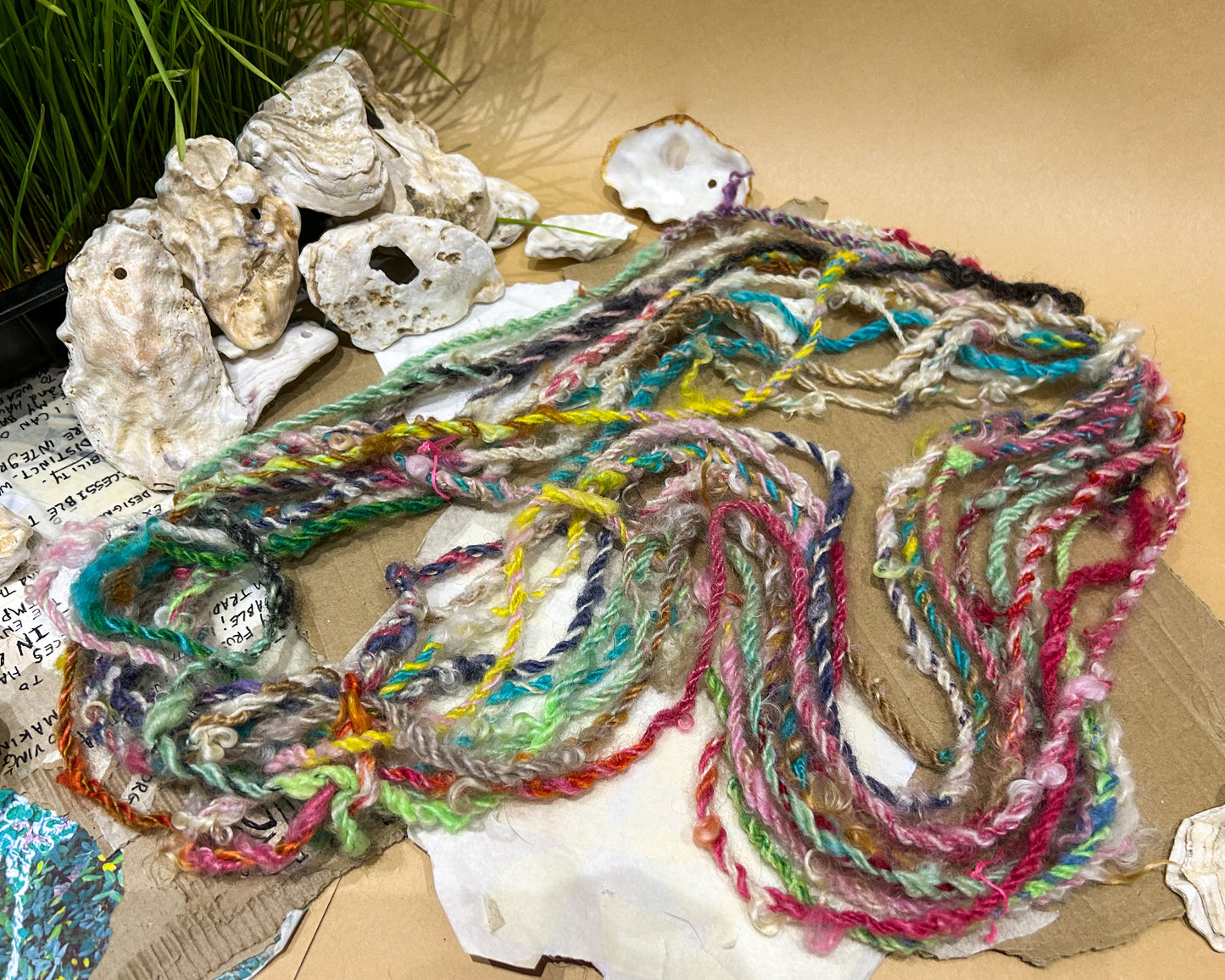 Handspun "Chunky Rainbow" lock spun teeswater ☆ 75g Chain plied 3ply Art Yarn