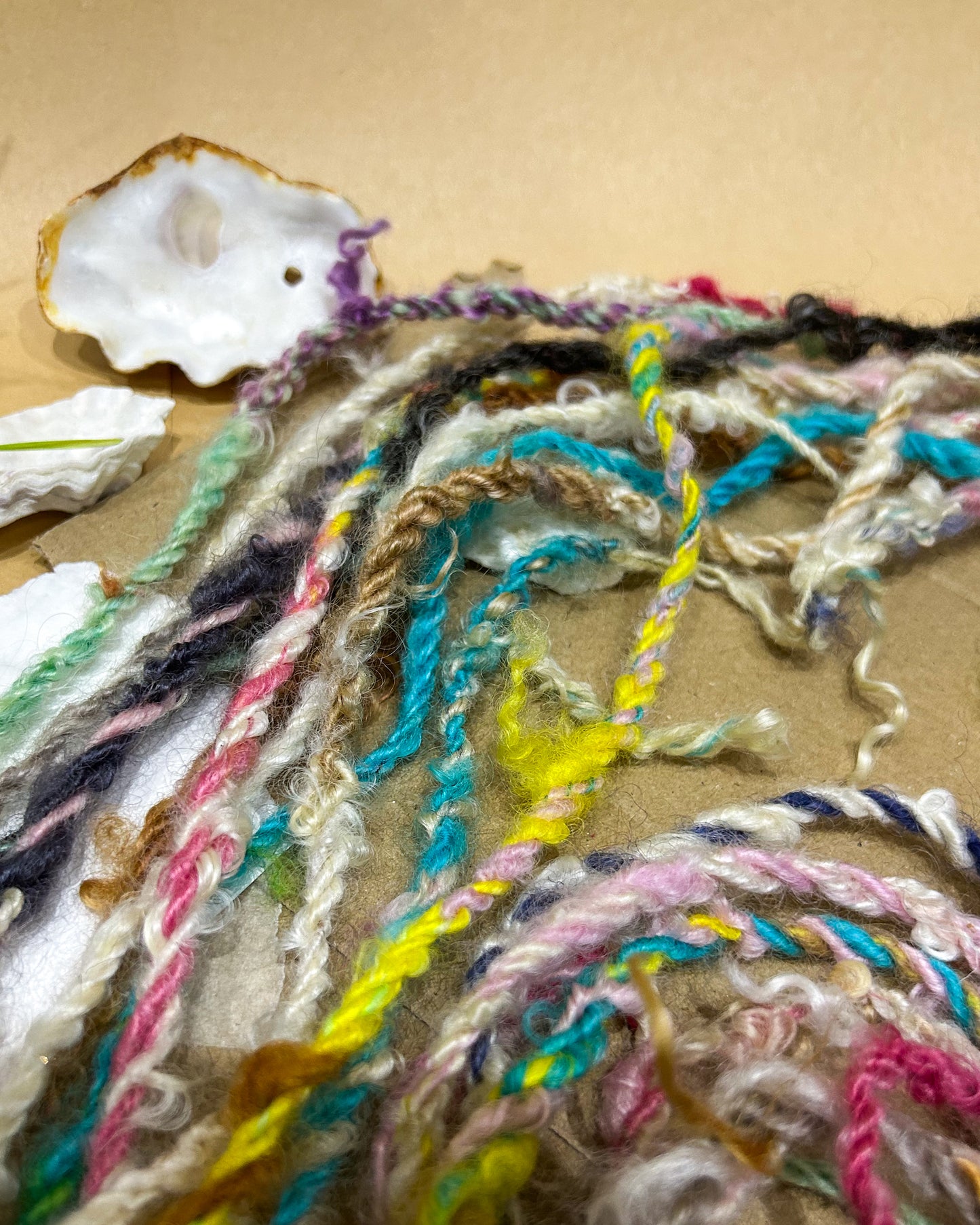 Handspun "Chunky Rainbow" lock spun teeswater ☆ 75g Chain plied 3ply Art Yarn