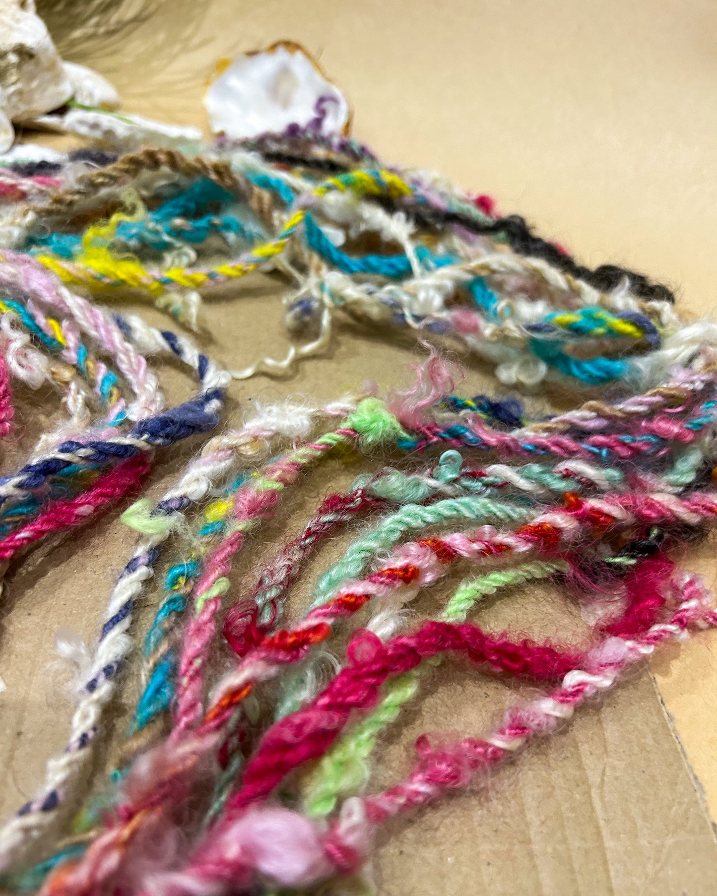 Handspun "Chunky Rainbow" lock spun teeswater ☆ 75g Chain plied 3ply Art Yarn