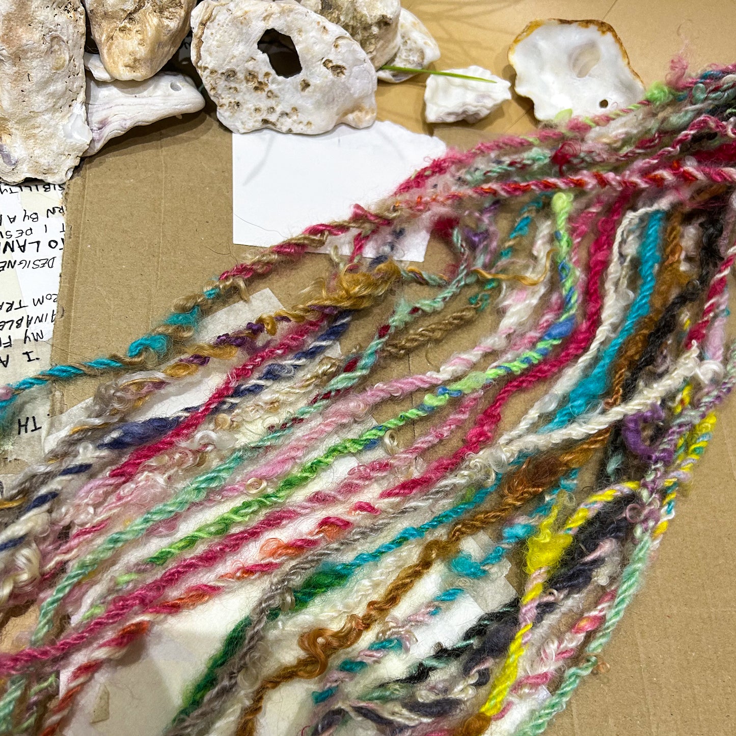 Handspun "Chunky Rainbow" lock spun teeswater ☆ 75g Chain plied 3ply Art Yarn