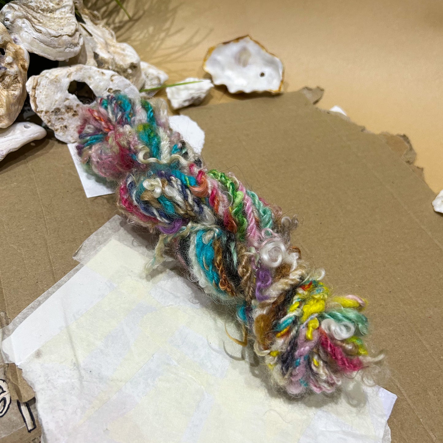 Handspun "Chunky Rainbow" lock spun teeswater ☆ 75g Chain plied 3ply Art Yarn