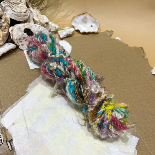 Handspun "Chunky Rainbow" lock spun teeswater ☆ 75g Chain plied 3ply Art Yarn