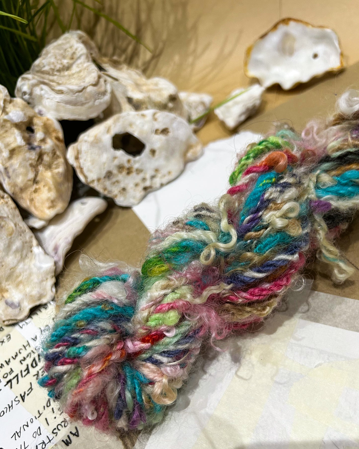 Handspun "Chunky Rainbow" lock spun teeswater ☆ 75g Chain plied 3ply Art Yarn