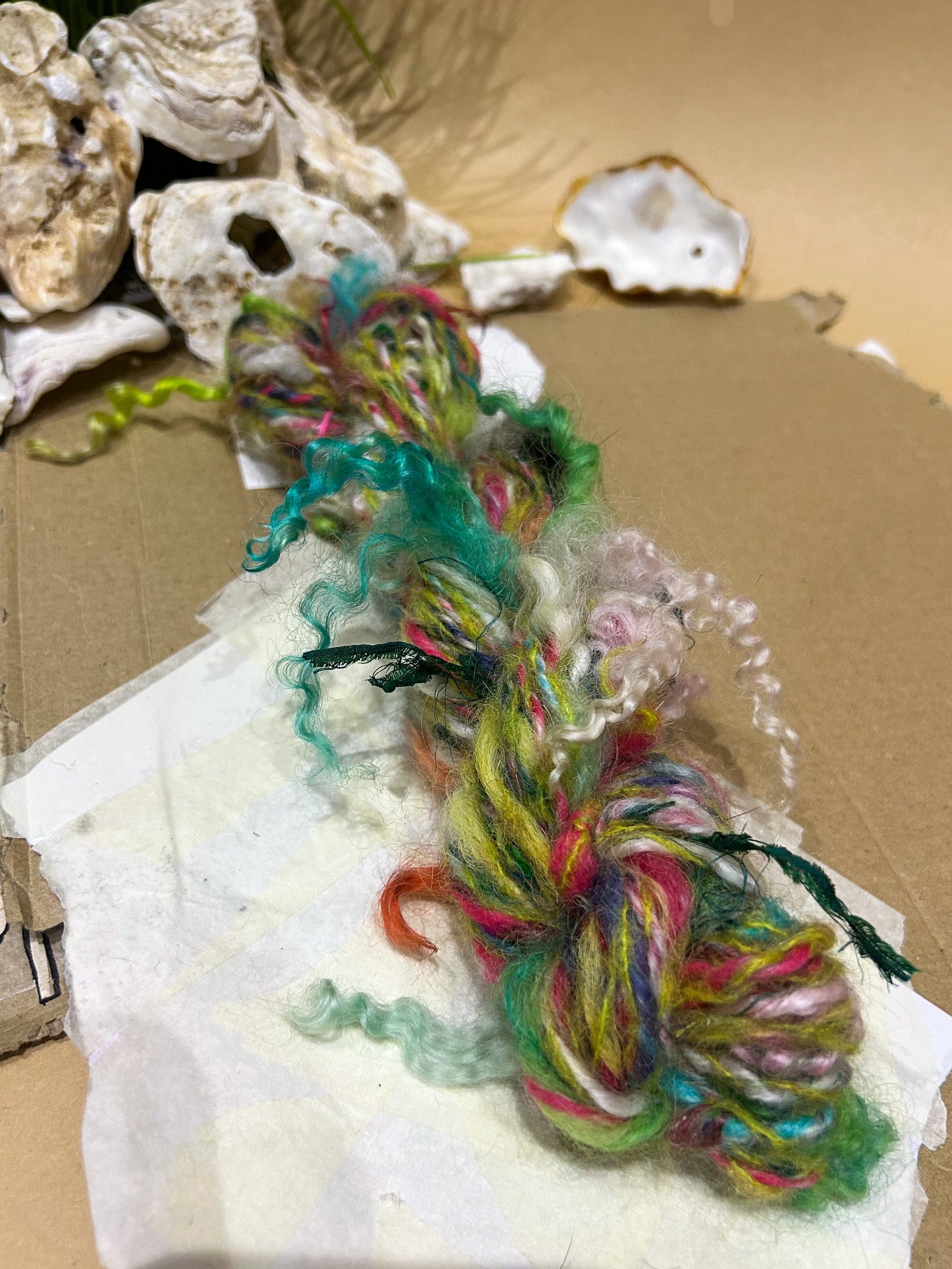 Handspun "Mohair Mix it Up" with added teeswater lock skein☆ 35g Chain plied 2ply Worsted weight Yarn