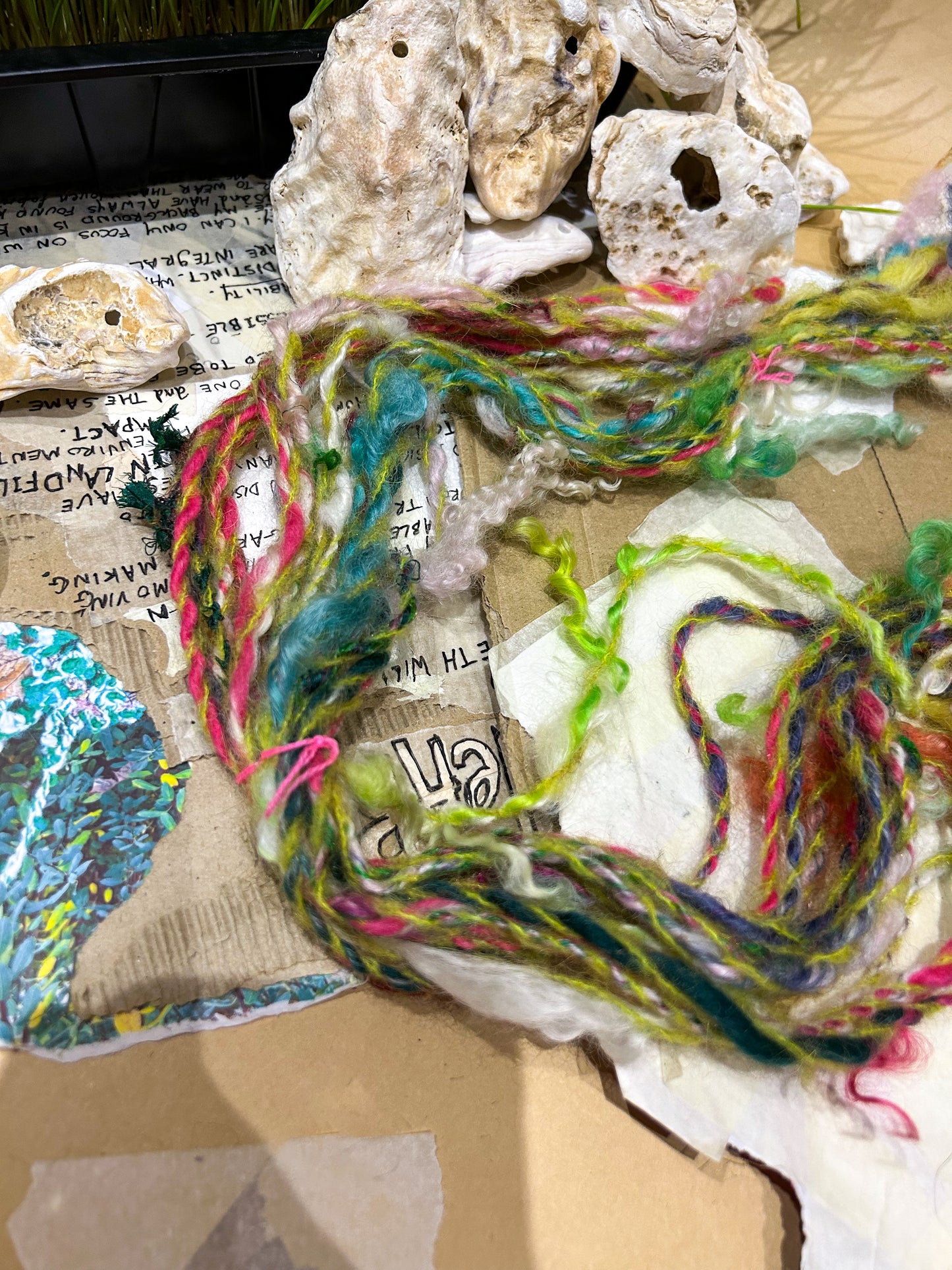 Handspun "Mohair Mix it Up" with added teeswater lock skein☆ 35g Chain plied 2ply Worsted weight Yarn