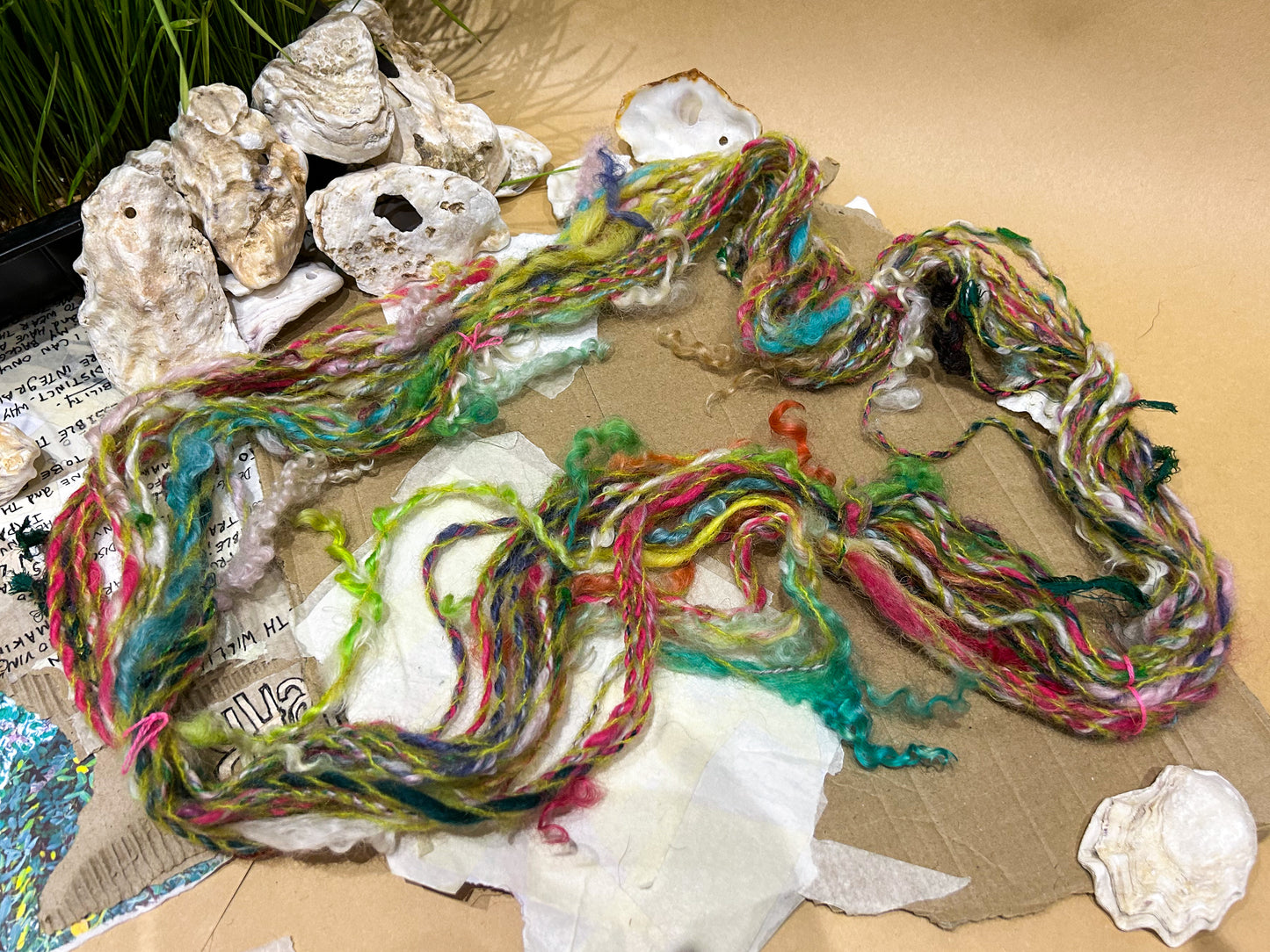 Handspun "Mohair Mix it Up" with added teeswater lock skein☆ 35g Chain plied 2ply Worsted weight Yarn