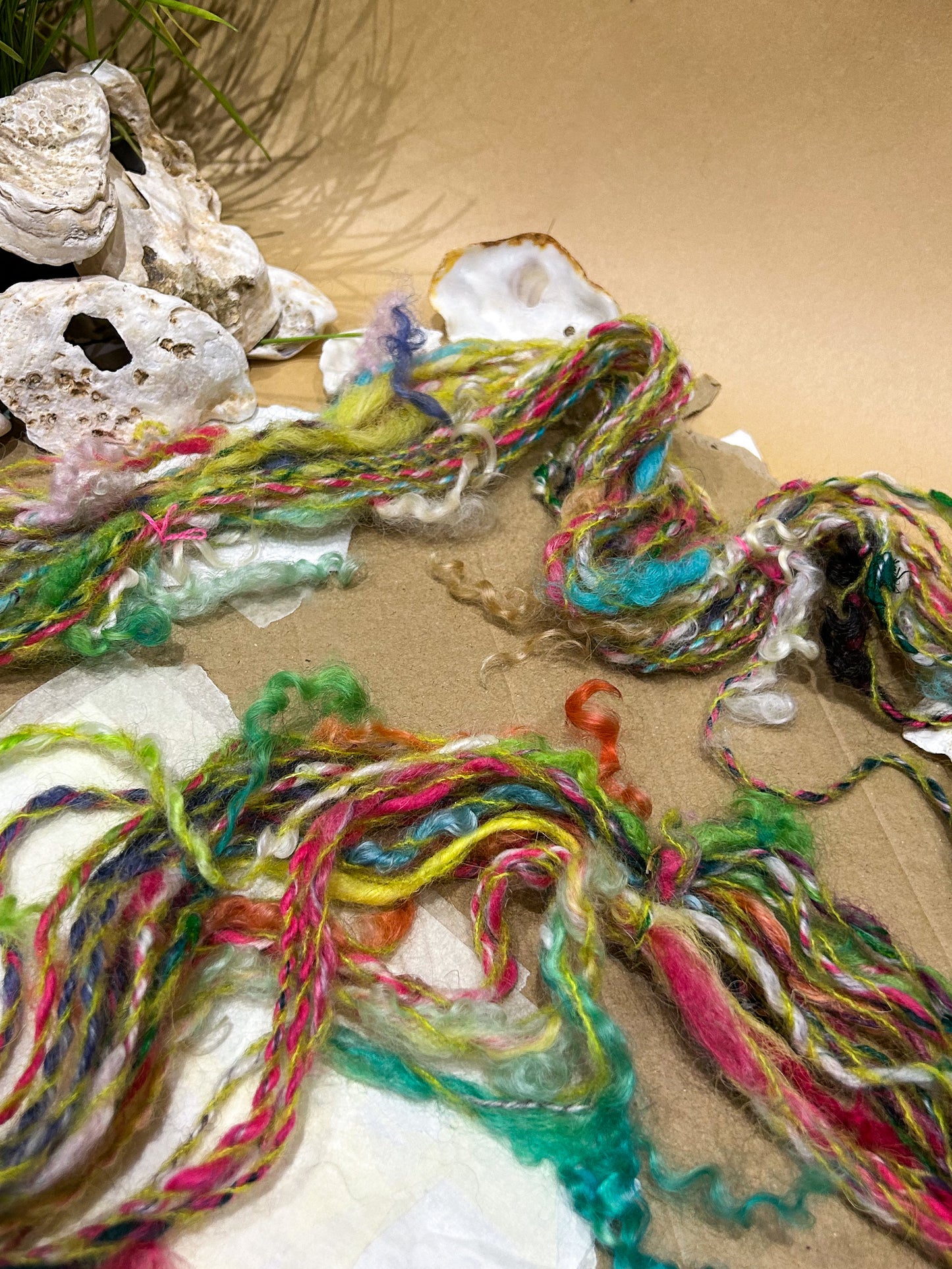 Handspun "Mohair Mix it Up" with added teeswater lock skein☆ 35g Chain plied 2ply Worsted weight Yarn