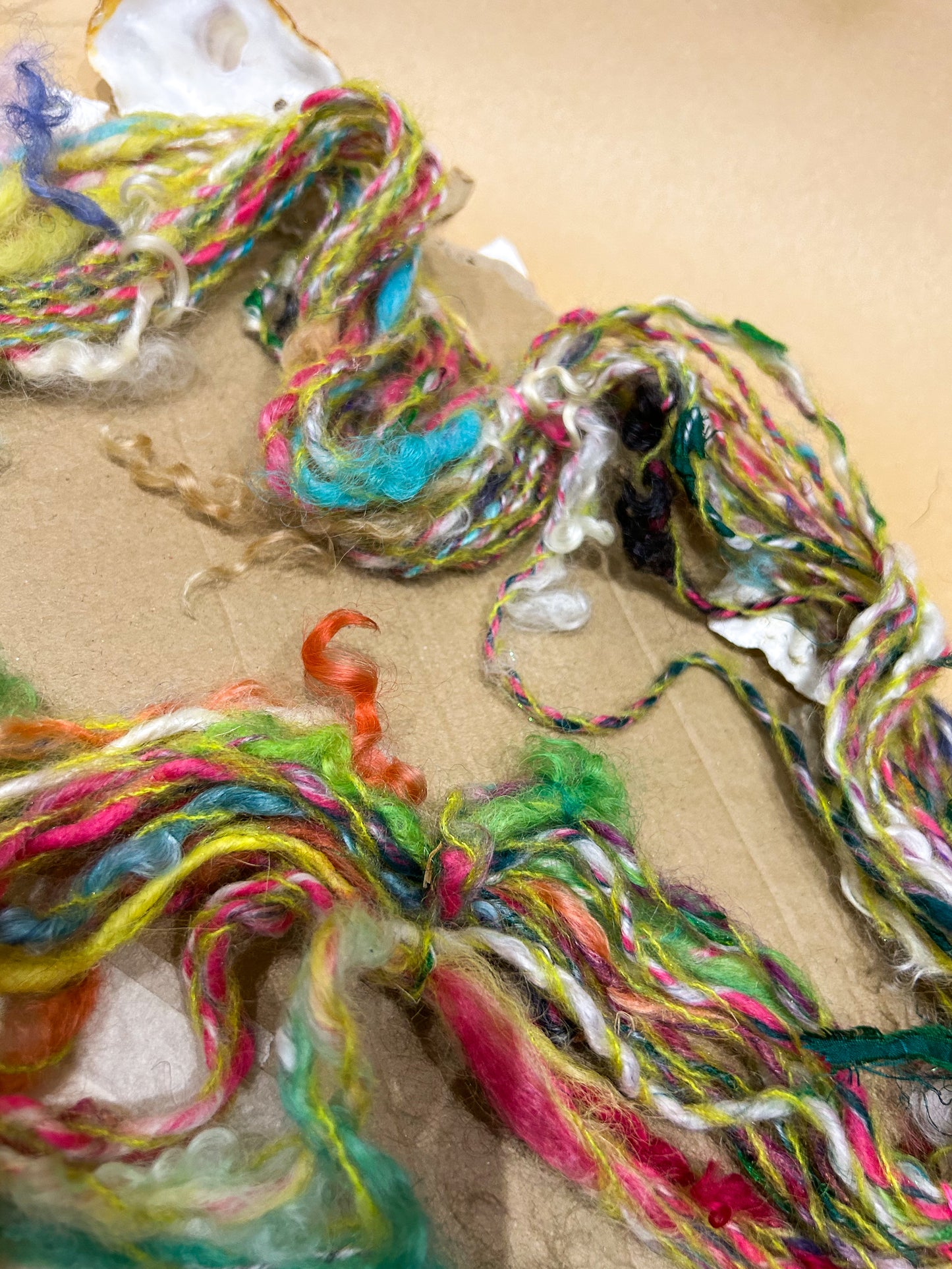 Handspun "Mohair Mix it Up" with added teeswater lock skein☆ 35g Chain plied 2ply Worsted weight Yarn