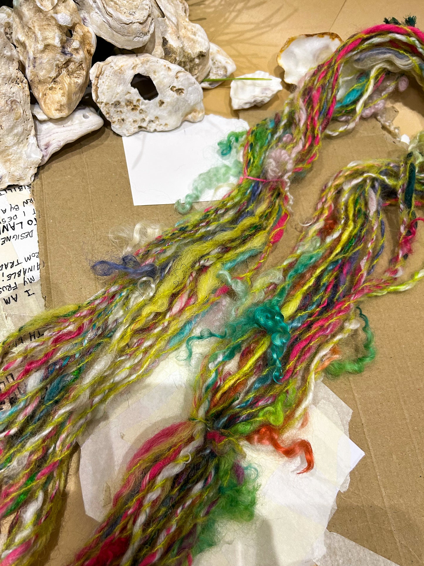 Handspun "Mohair Mix it Up" with added teeswater lock skein☆ 35g Chain plied 2ply Worsted weight Yarn