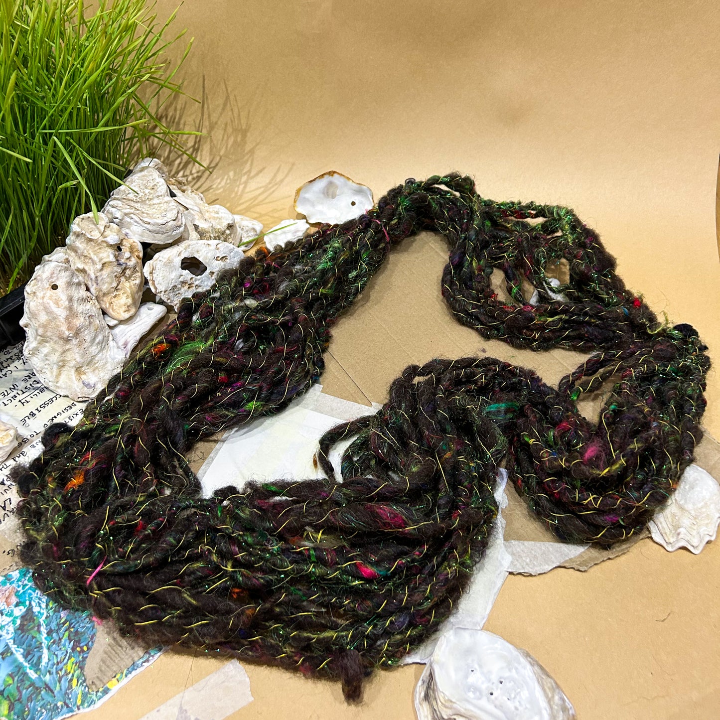 Handspun "Party Girl" Reflective Core Spun Skein ☆ 50g Wool and Silk Art Yarn