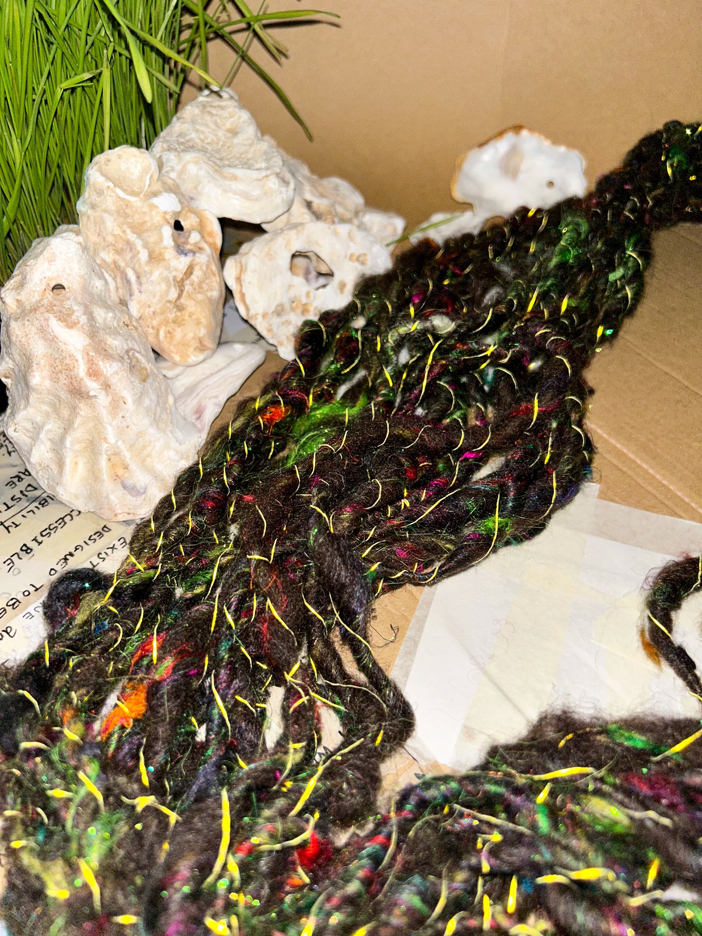 Handspun "Party Girl" Reflective Core Spun Skein ☆ 50g Wool and Silk Art Yarn