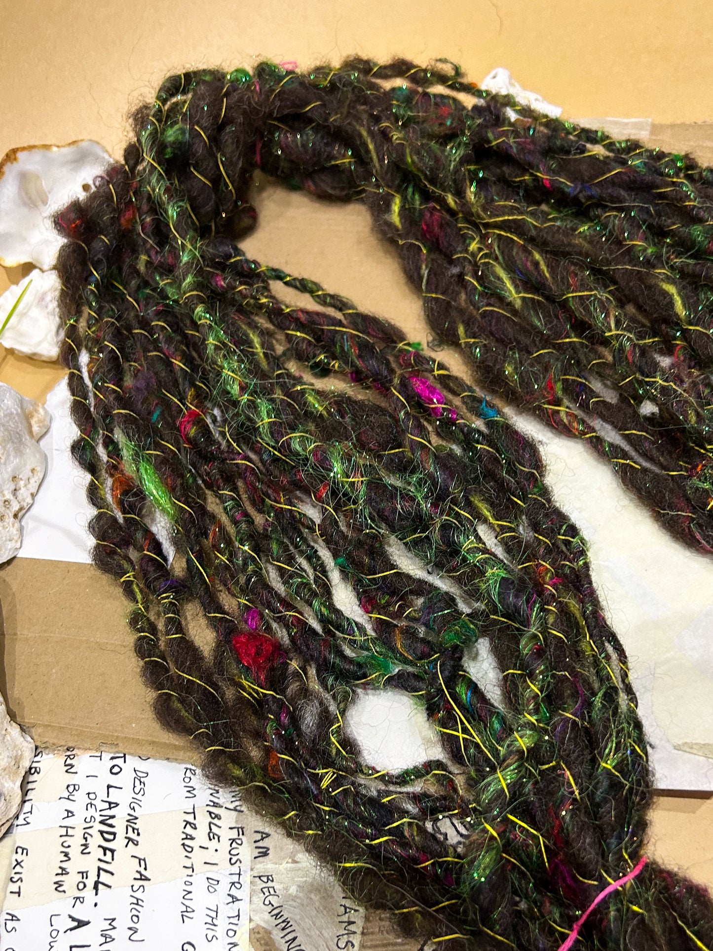 Handspun "Party Girl" Reflective Core Spun Skein ☆ 50g Wool and Silk Art Yarn