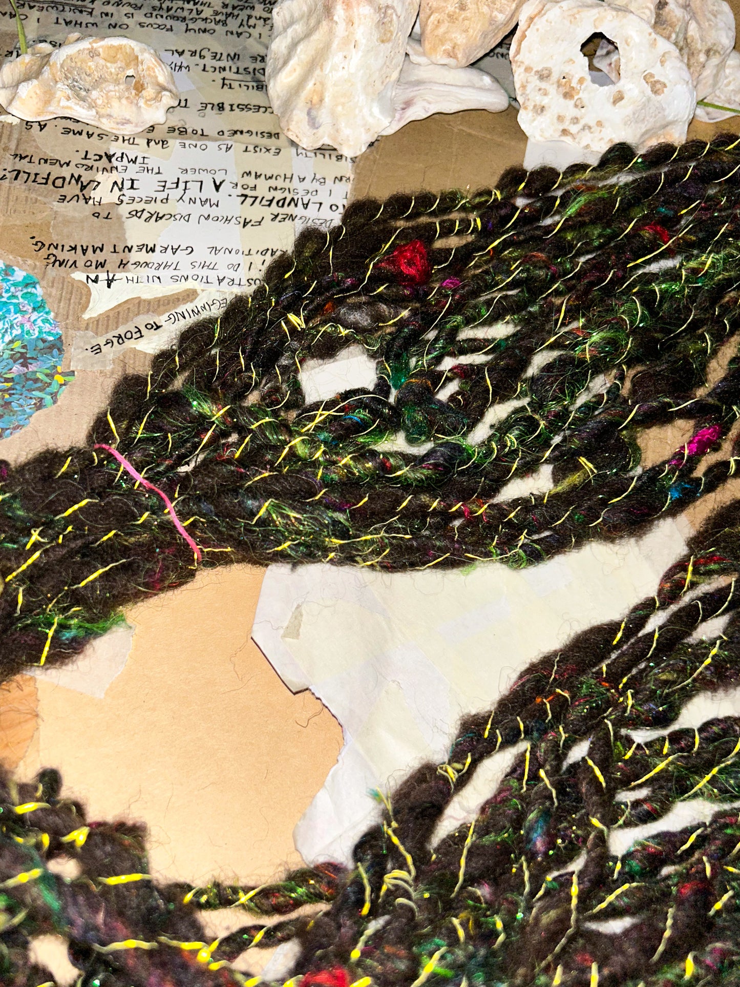 Handspun "Party Girl" Reflective Core Spun Skein ☆ 50g Wool and Silk Art Yarn