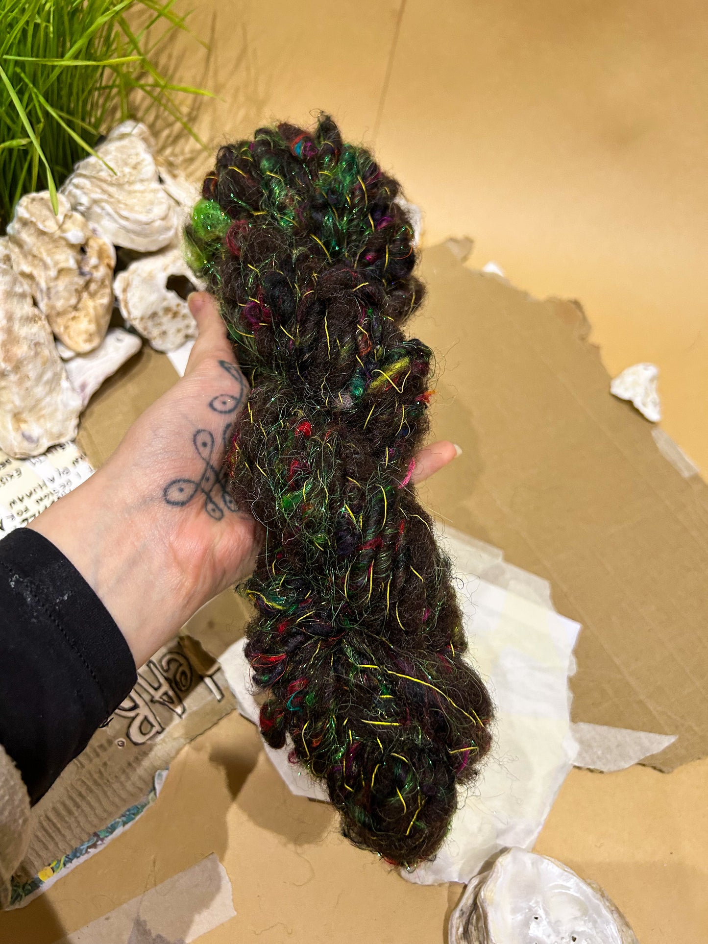 Handspun "Party Girl" Reflective Core Spun Skein ☆ 50g Wool and Silk Art Yarn