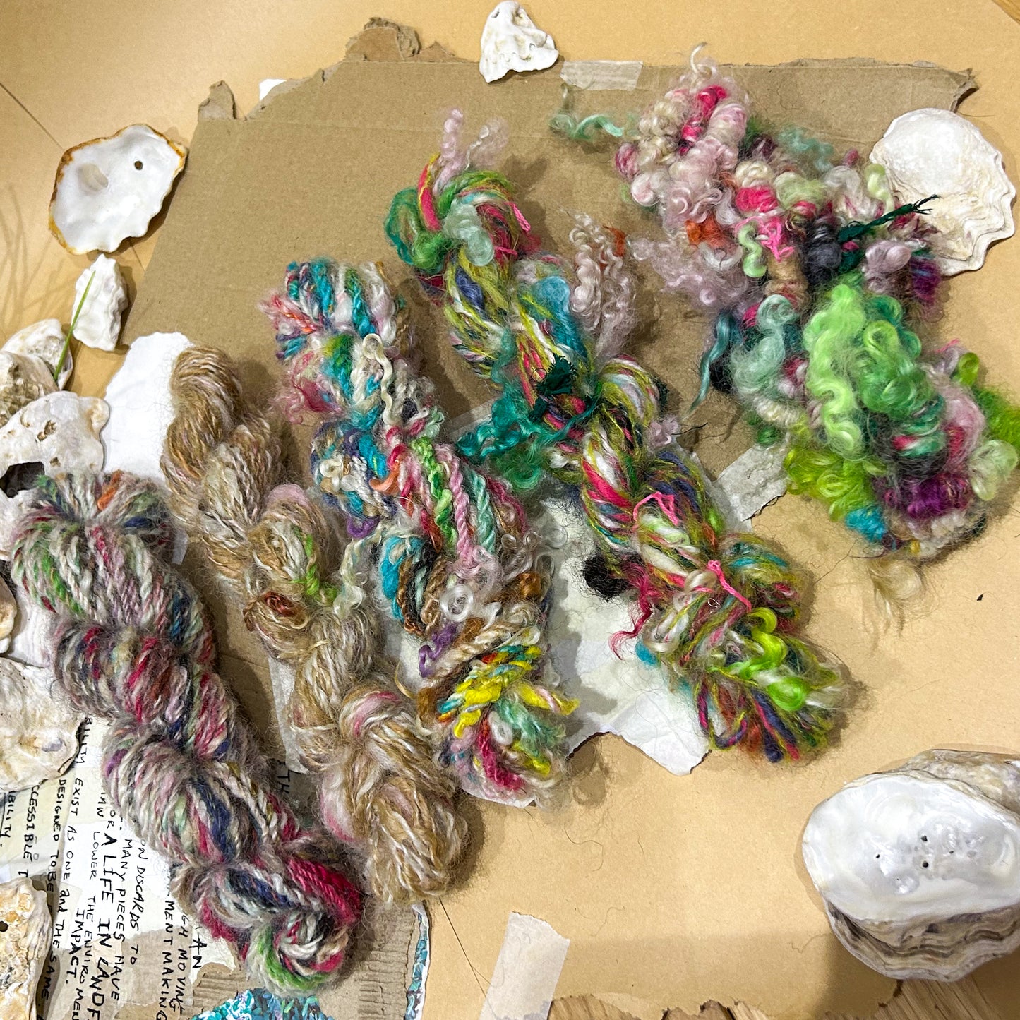 Handspun "Cherry Blossom Latte" woolen spun teeswater skein☆ 38g 2 ply Sport weight Yarn