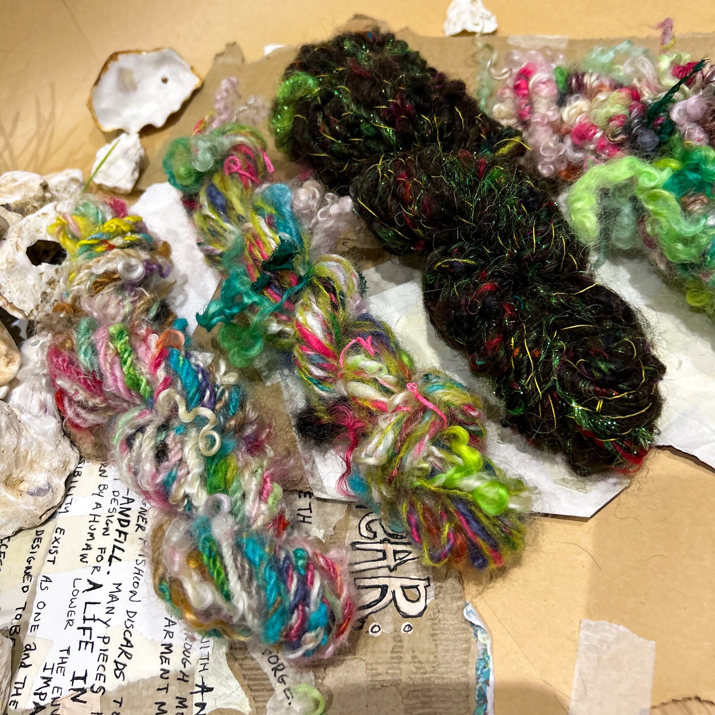 Handspun "Chunky Rainbow" lock spun teeswater ☆ 75g Chain plied 3ply Art Yarn