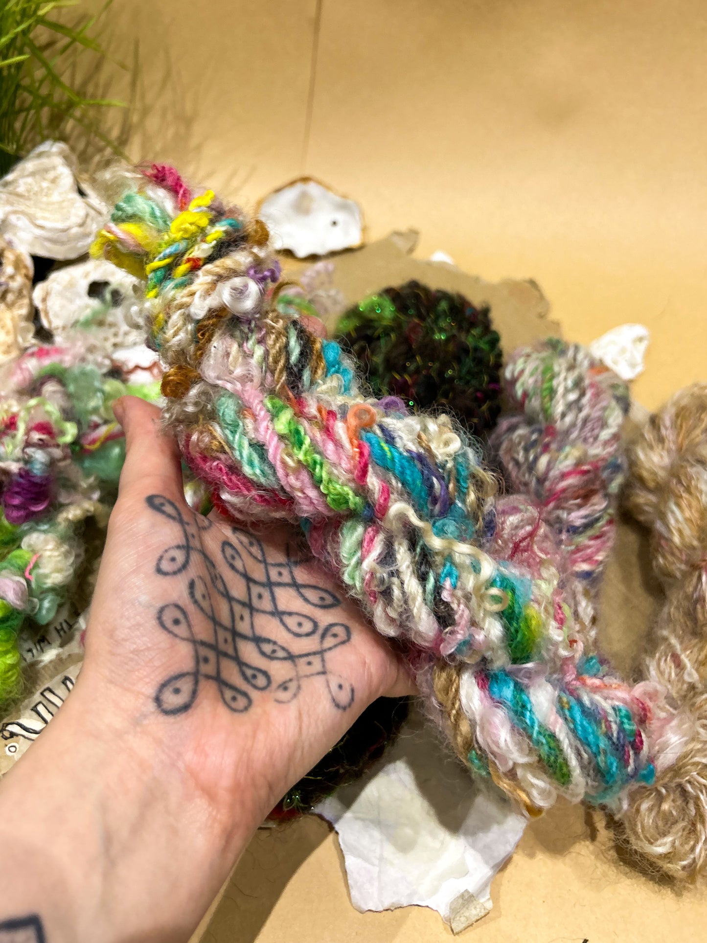 Handspun "Chunky Rainbow" lock spun teeswater ☆ 75g Chain plied 3ply Art Yarn