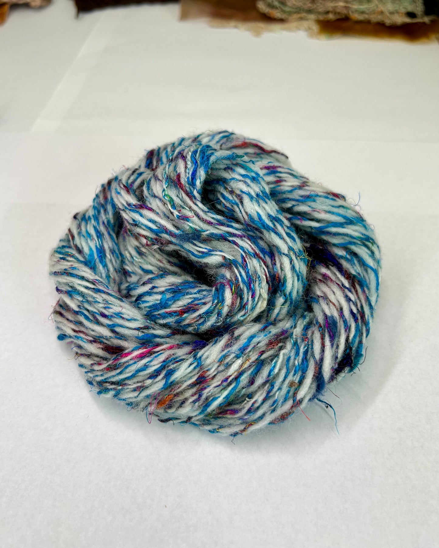 'Blueberry Duo': Sari Silk & Merino 3ply Bubble Crepe and 2ply Light Fingering (48g & 25g)