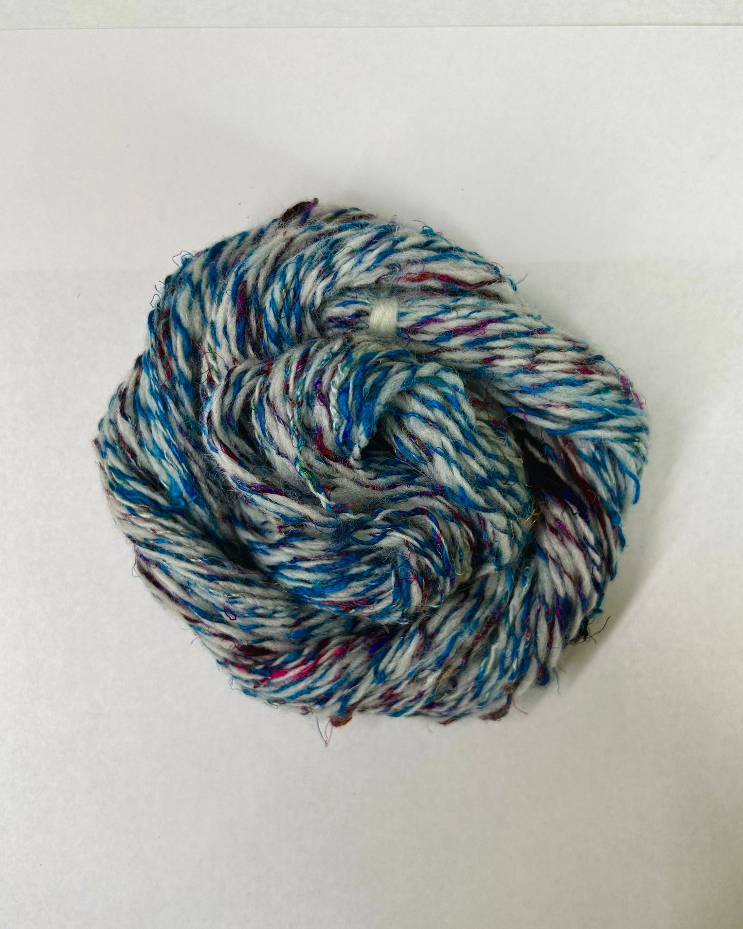'Blueberry Duo': Sari Silk & Merino 3ply Bubble Crepe and 2ply Light Fingering (48g & 25g)