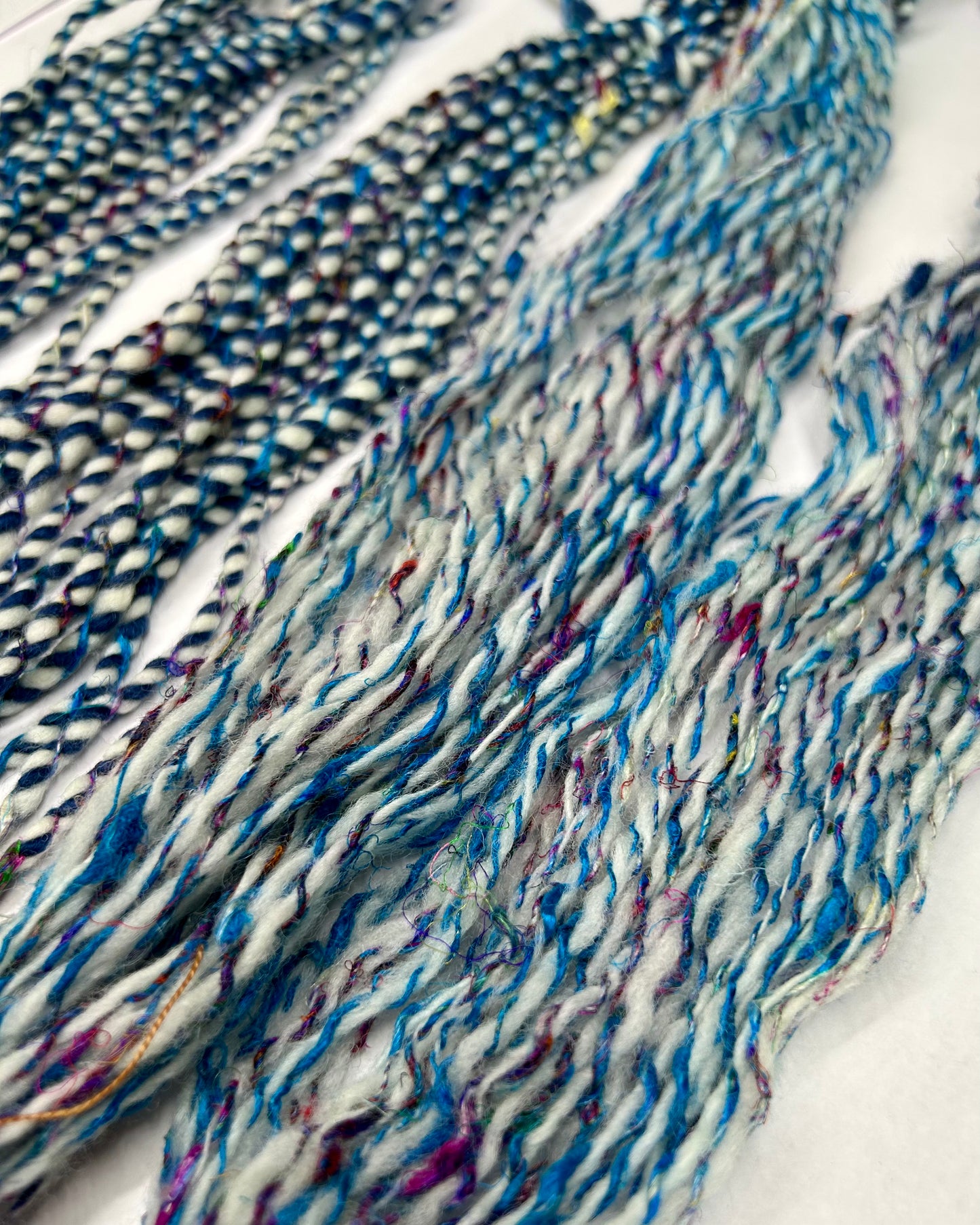 'Blueberry Duo': Sari Silk & Merino 3ply Bubble Crepe and 2ply Light Fingering (48g & 25g)