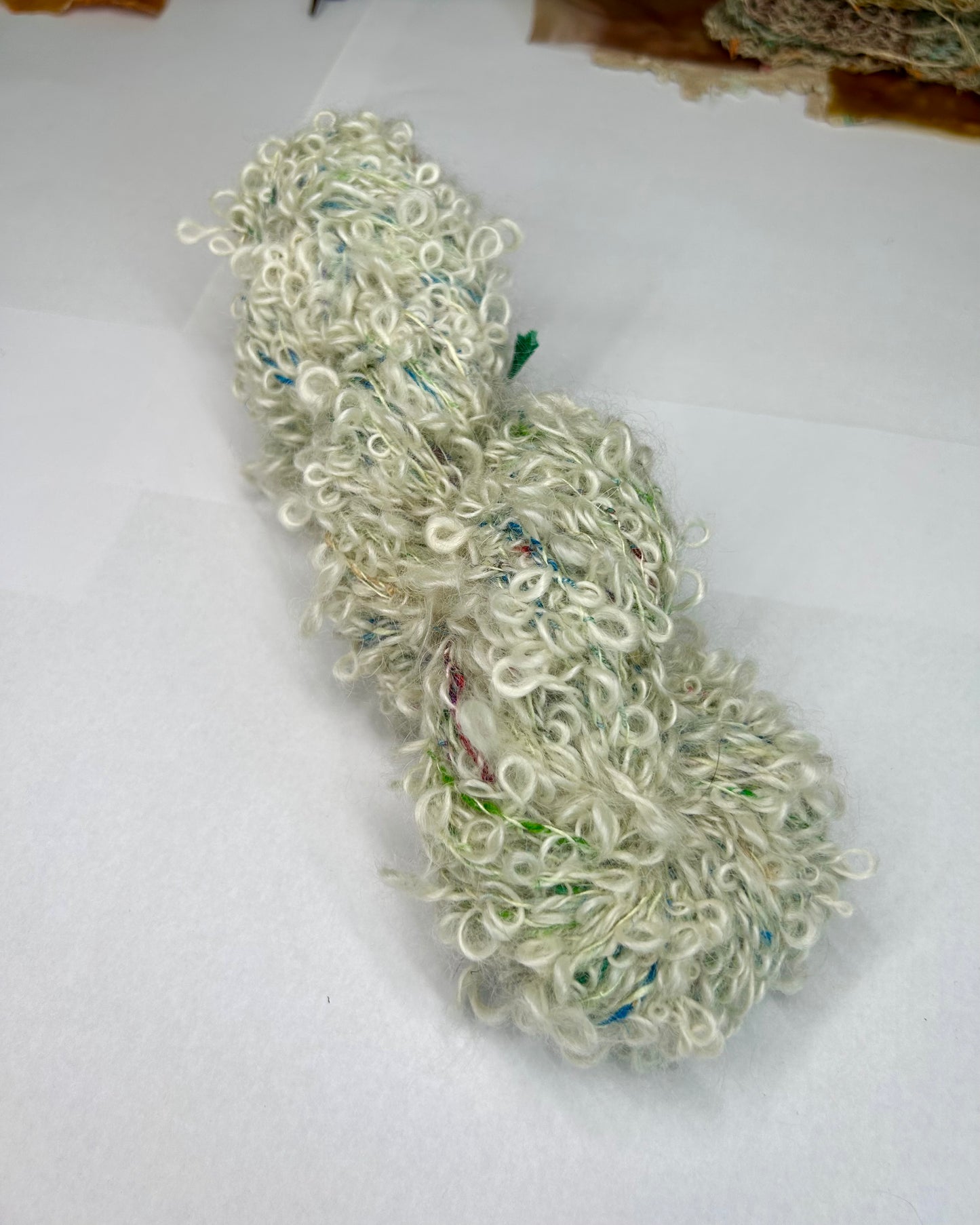 'Snowdrop' mohair, eri silk and merino 3ply Bouclé (140g)