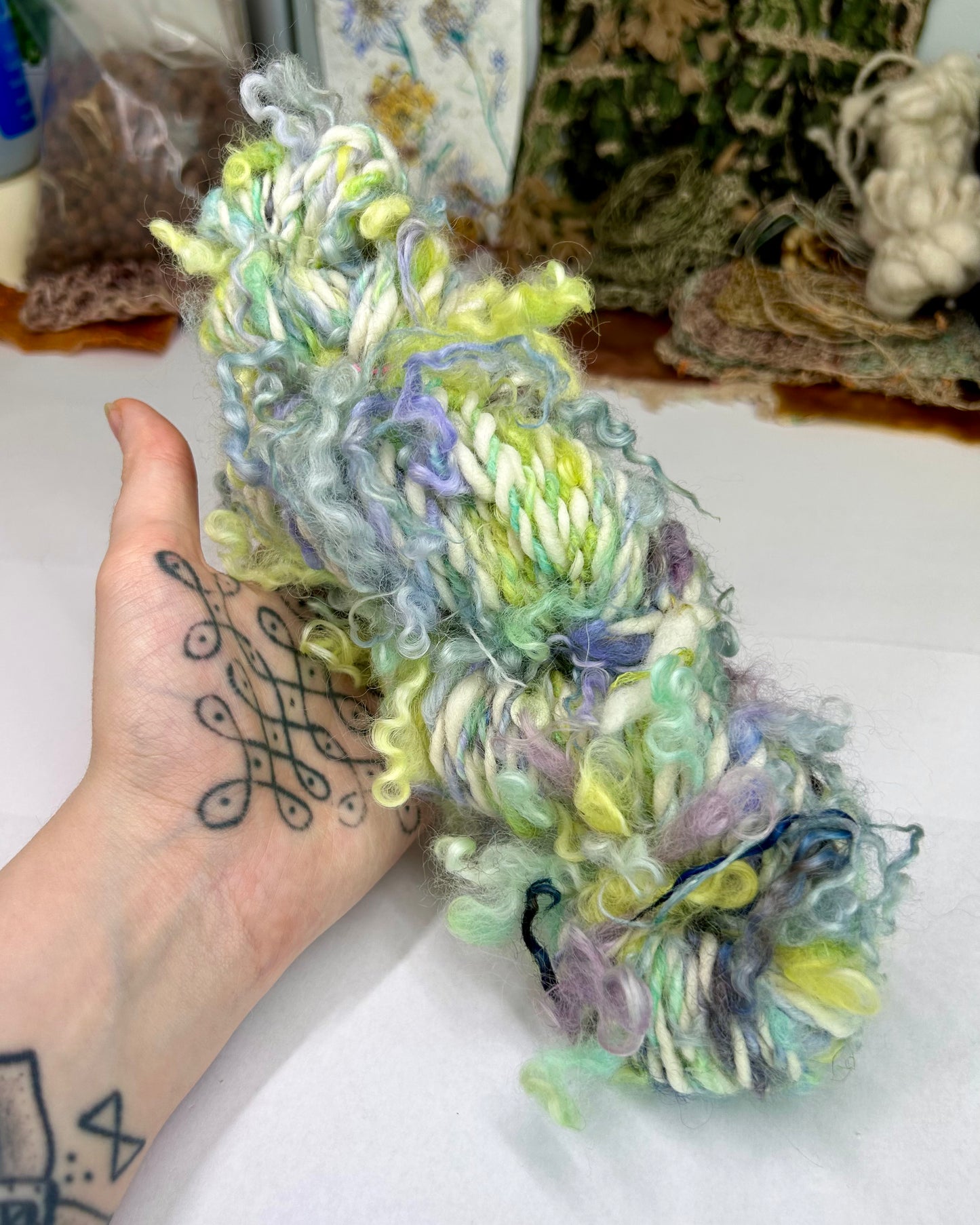 'Unicorn Tails' lock spun Masham wool and merino chunky 2ply (95g)