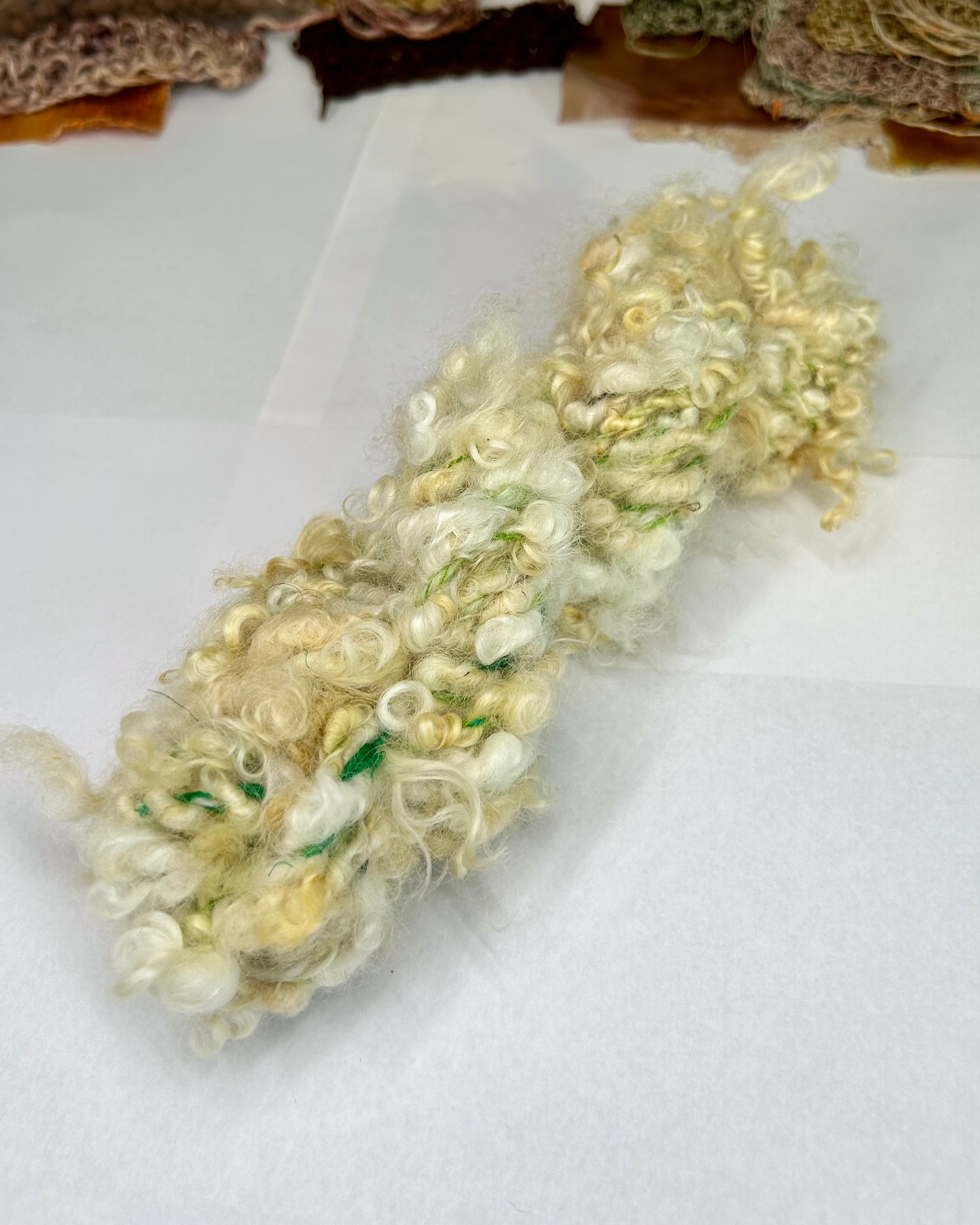 'Dandelion' lock spun naturally dyed Wensleydale spiral yarn 2ply/85g